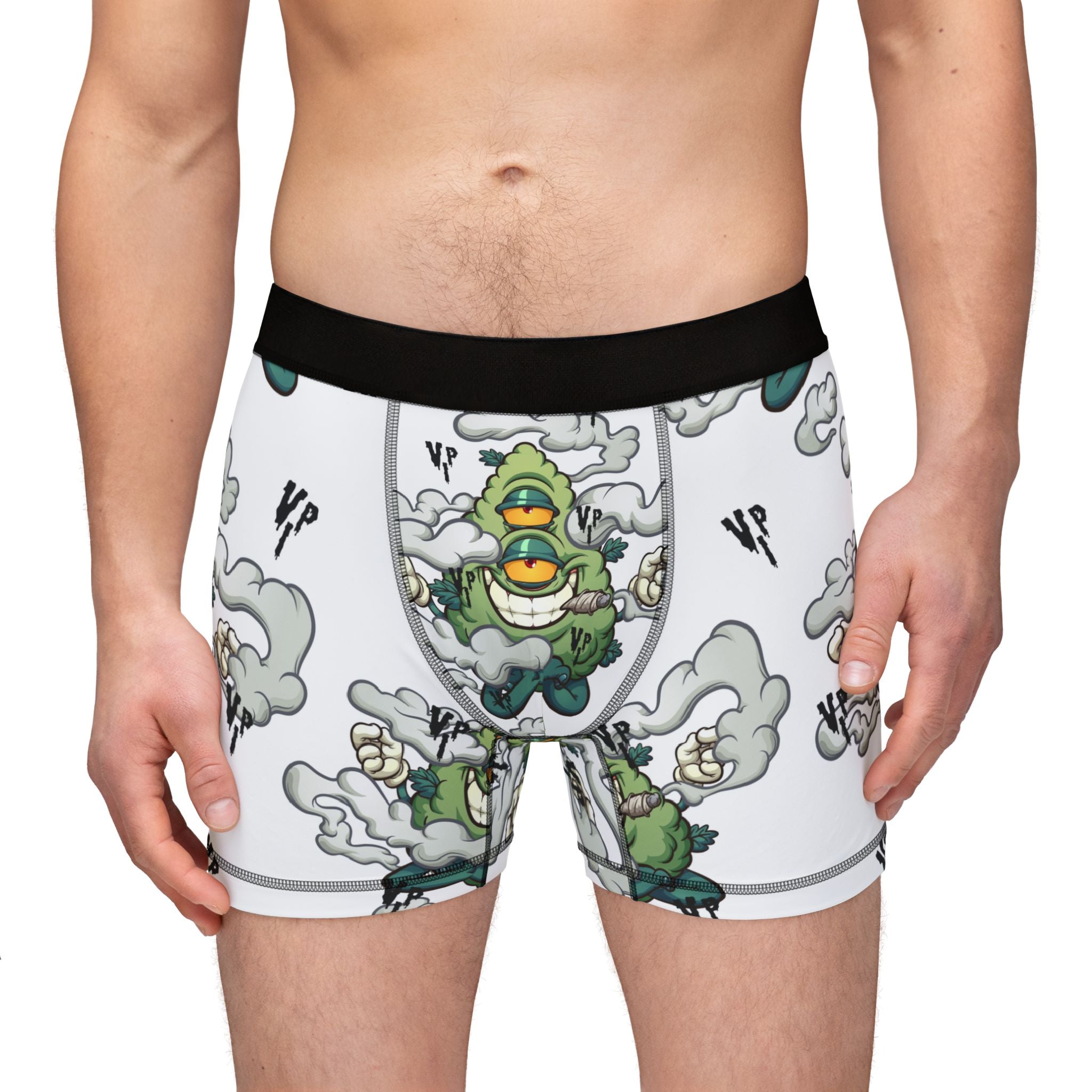 Boxer Briefs — Green Cartoon Meditating Frog All-Over Print