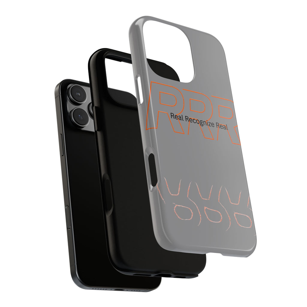 Tough Cases — 'Real Recognize Real' Protective Phone Case (Gray, Retro Outline Design)