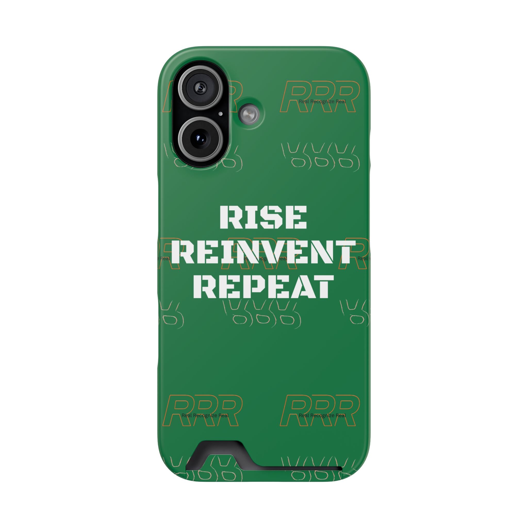 Green 'Rise Reinvent Repeat' Card Holder Phone Case — Motivational Protective Cover