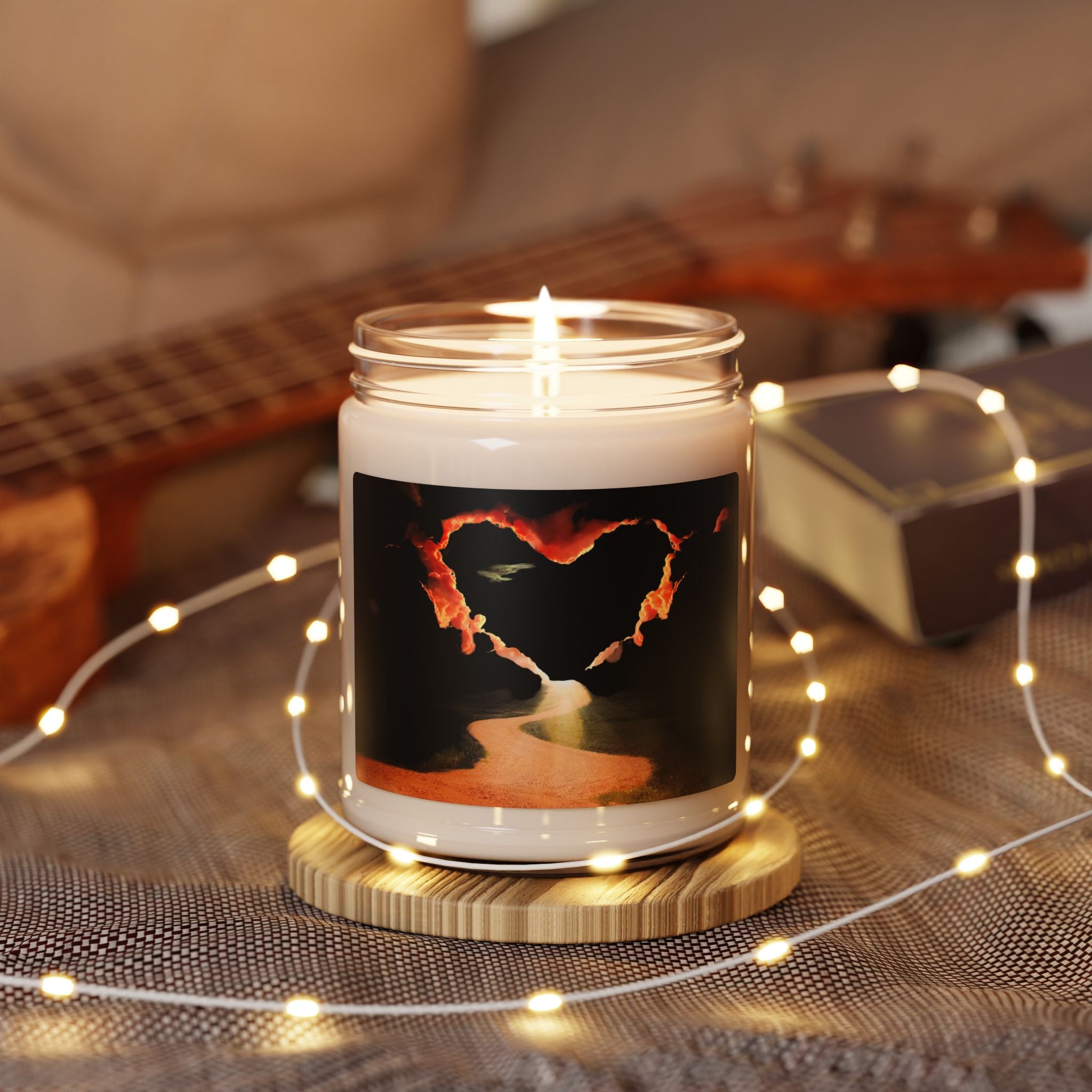 Love Flame Soy Candle — 9oz Scented Jar with Heart Fire Design
