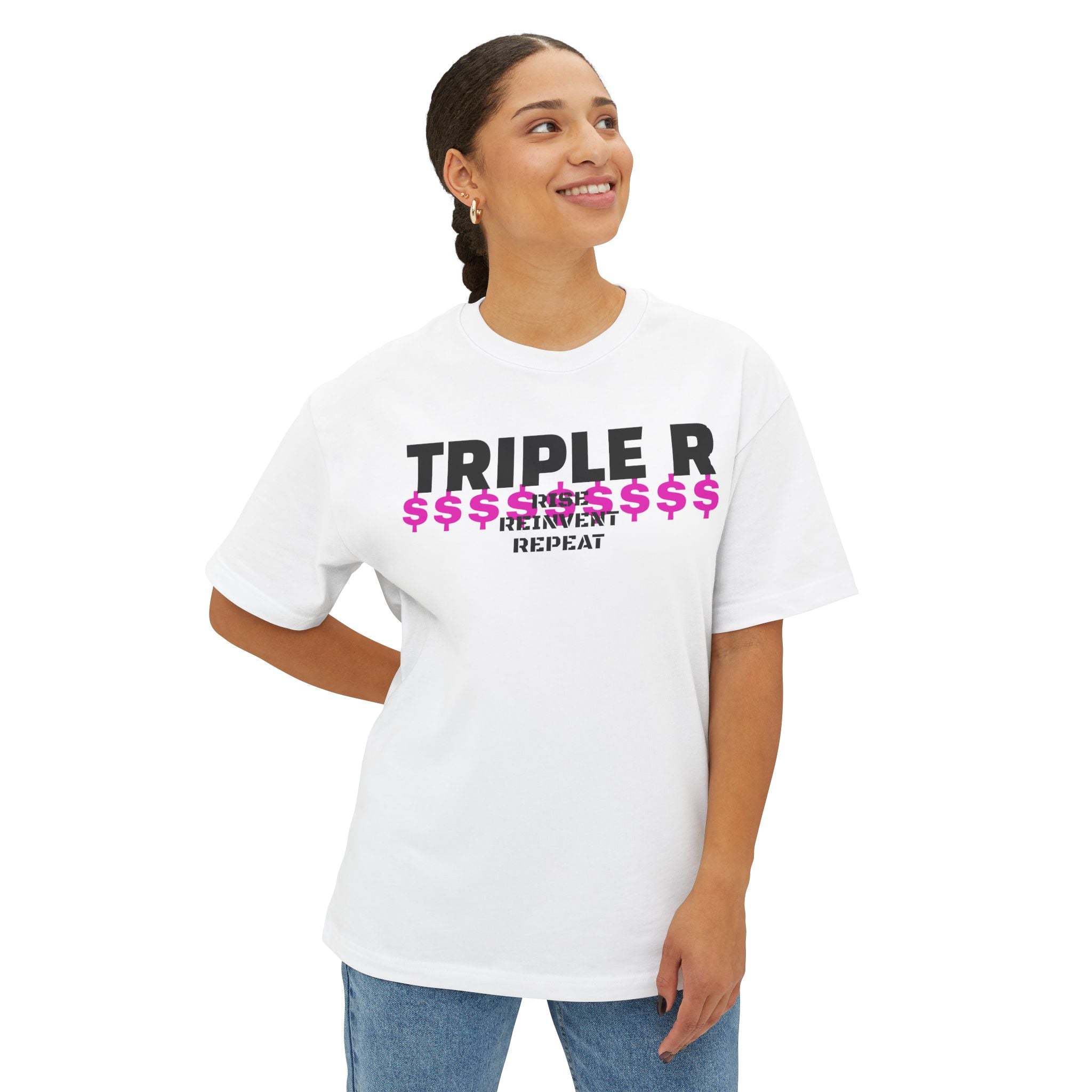 Triple R Money Repeat Tee — Graphic Oversized Boxy Shirt