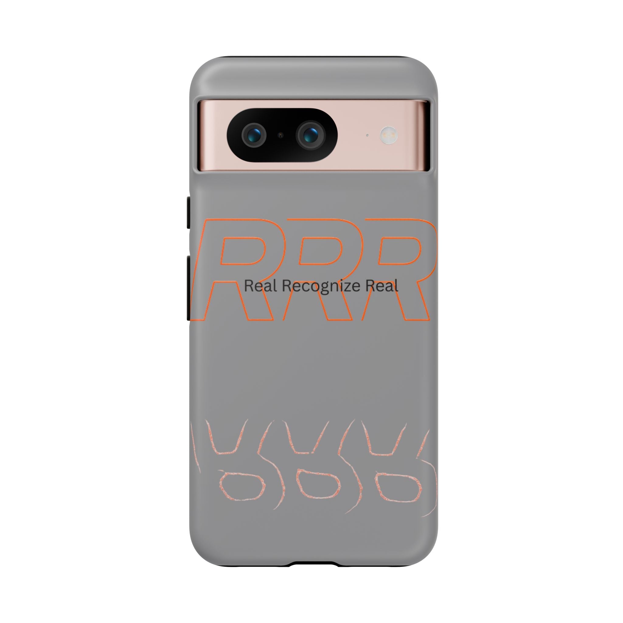 Tough Cases — 'Real Recognize Real' Protective Phone Case (Gray, Retro Outline Design)