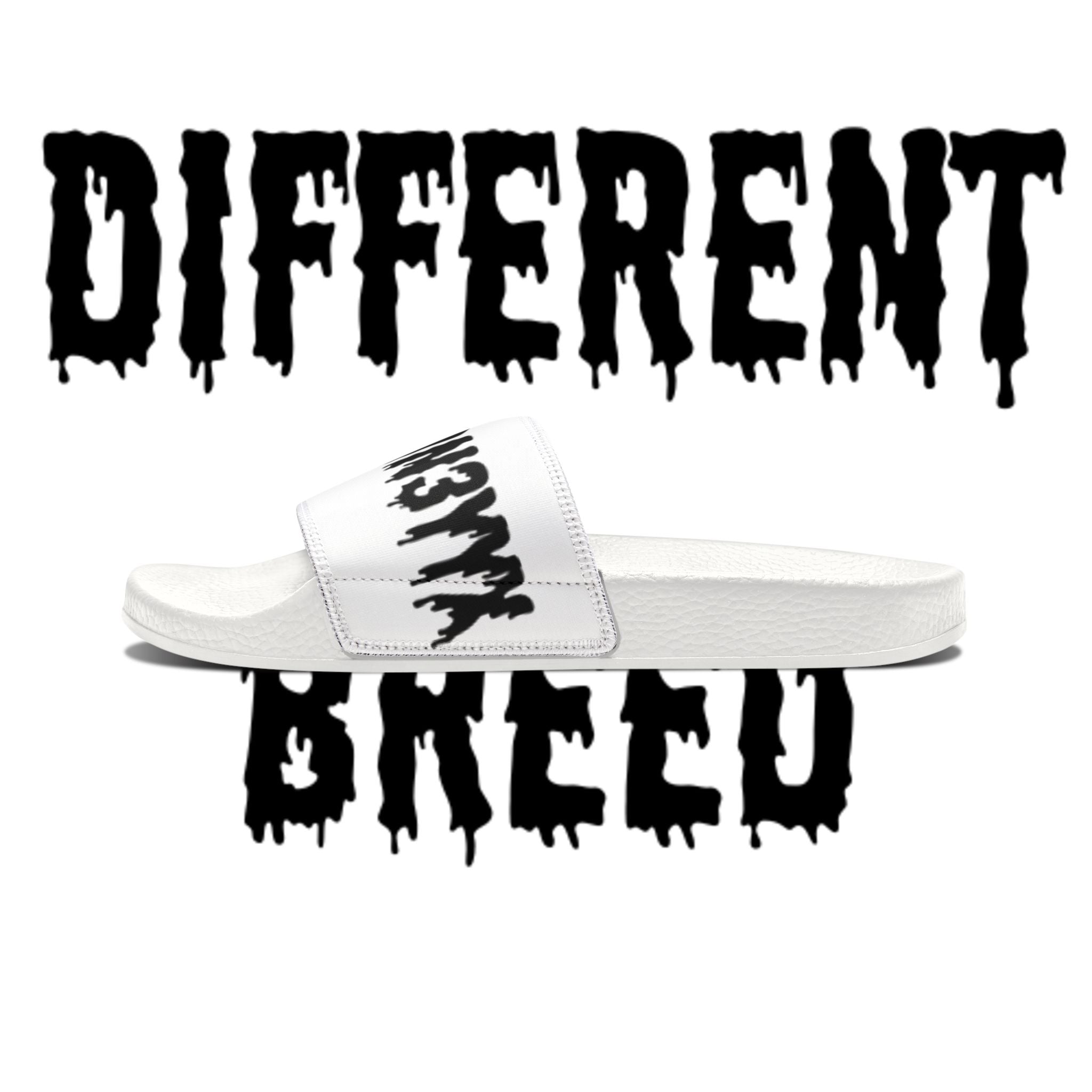 Women's Black & White Slide Sandals — Removable Strap 'M33T' Graphic