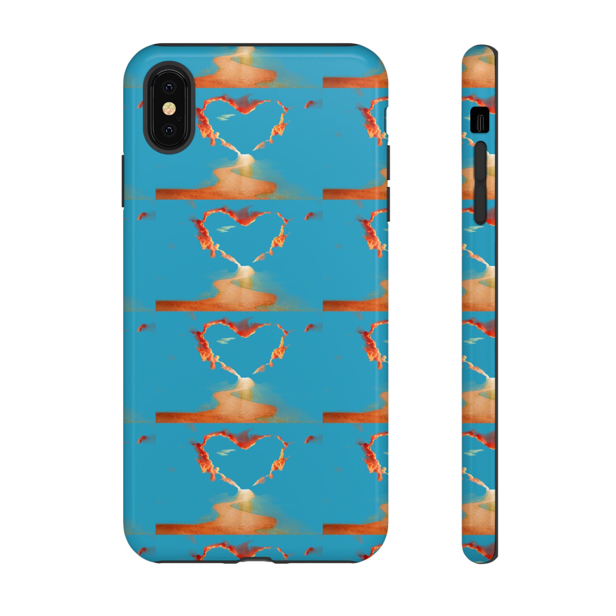 Heart Flame Tough Phone Case — Blue Sunset Protective Cover