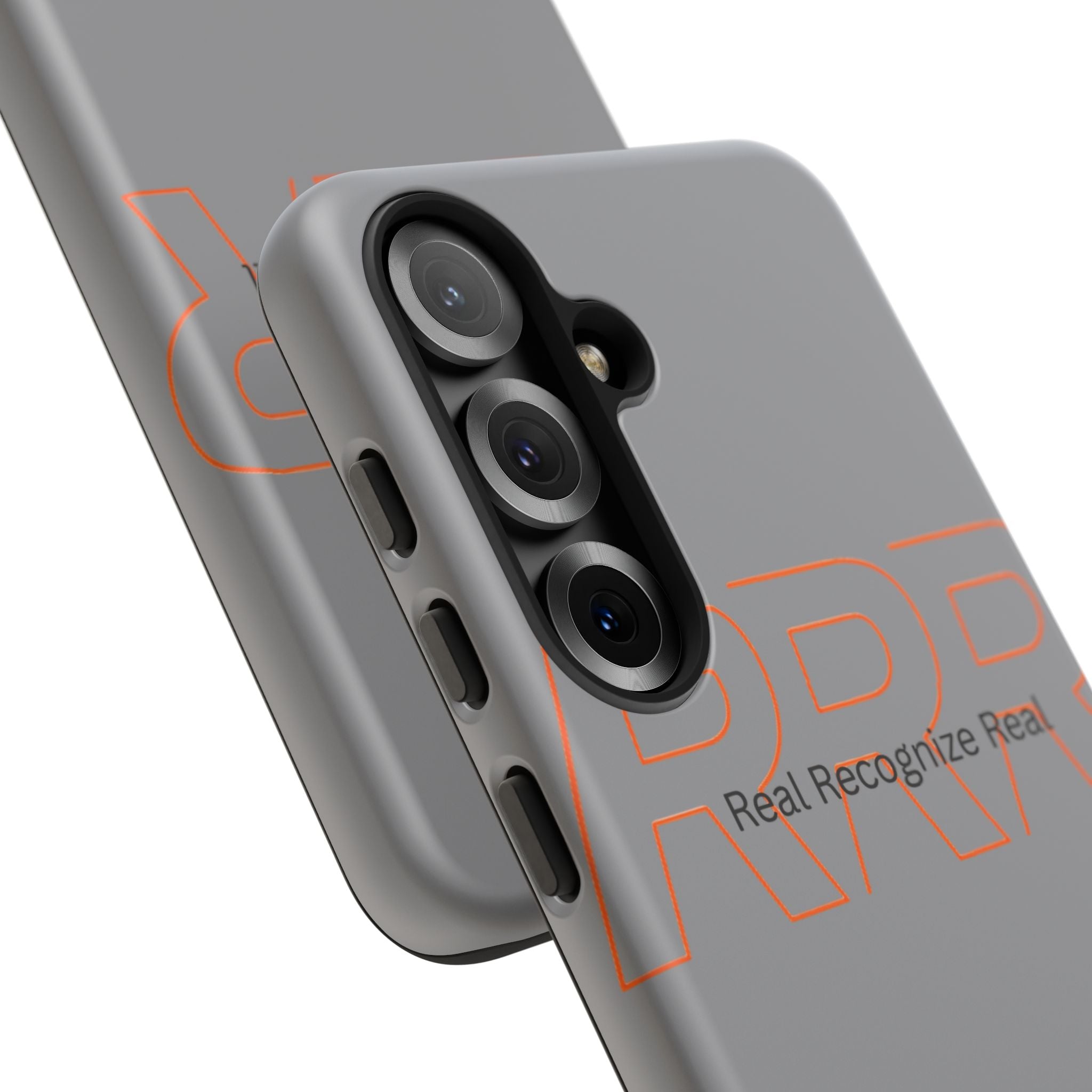 Tough Cases — 'Real Recognize Real' Protective Phone Case (Gray, Retro Outline Design)