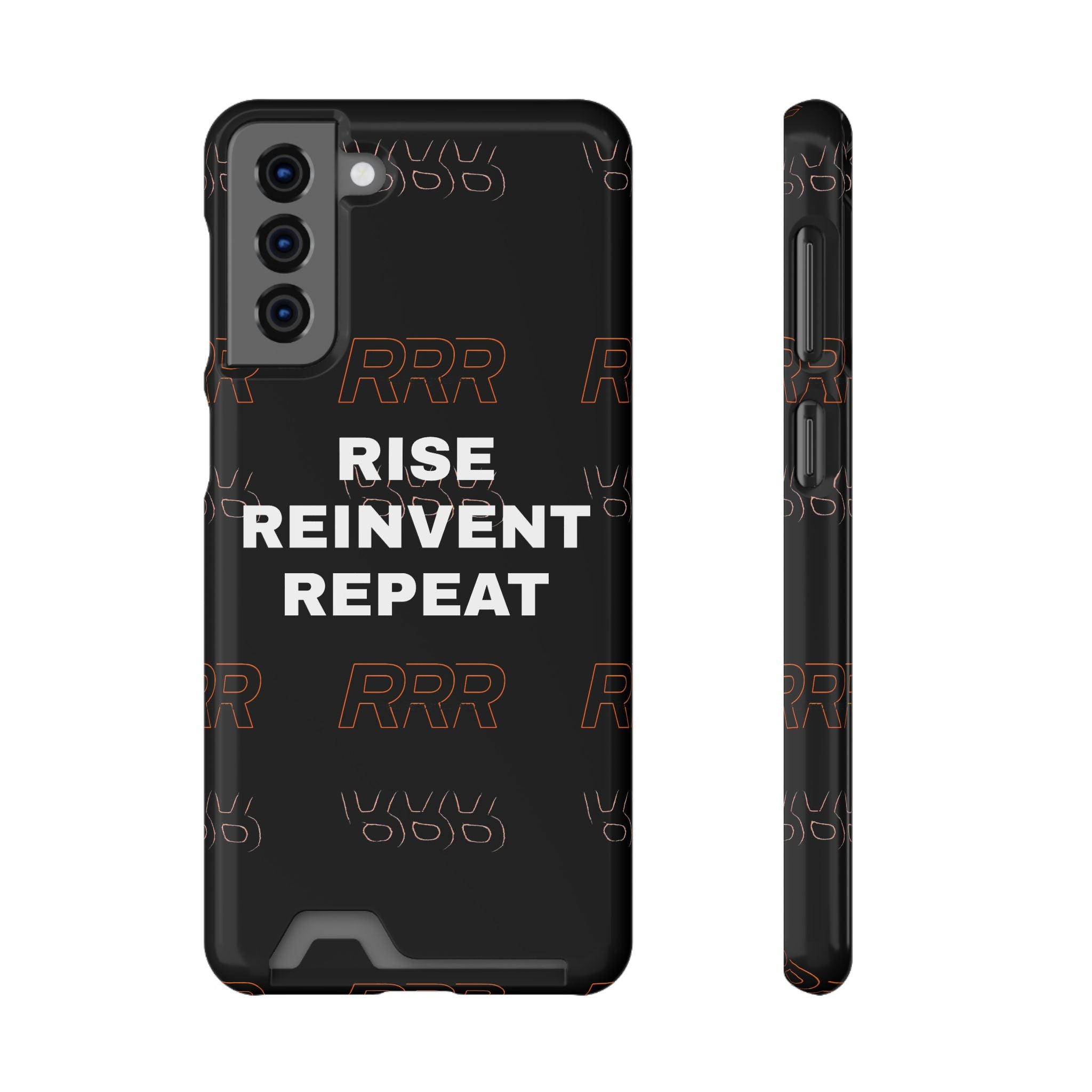 Rise Reinvent Repeat Phone Card Case — Slim Wallet Phone Case with Motivational Design