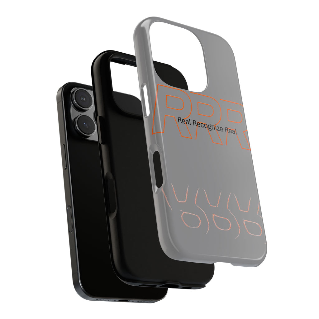 Tough Cases — 'Real Recognize Real' Protective Phone Case (Gray, Retro Outline Design)
