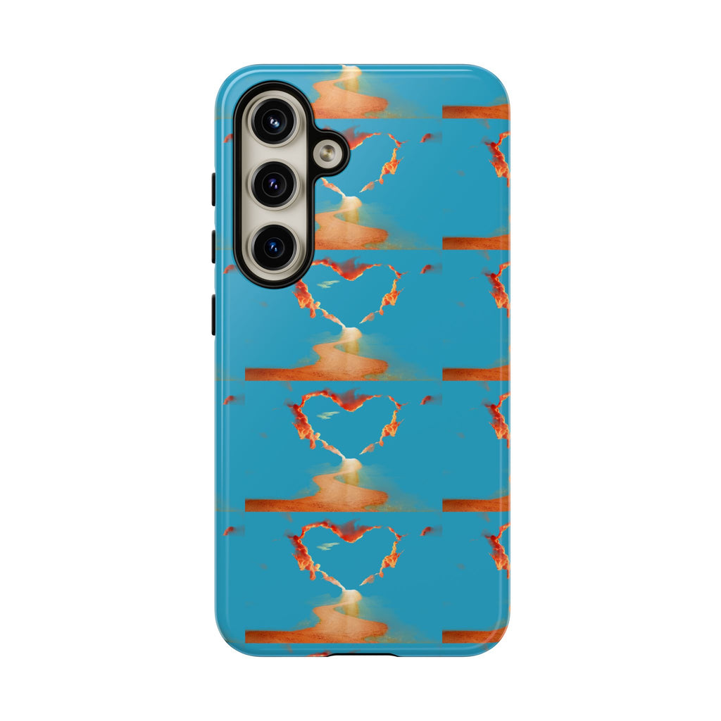 Heart Flame Tough Phone Case — Blue Sunset Protective Cover
