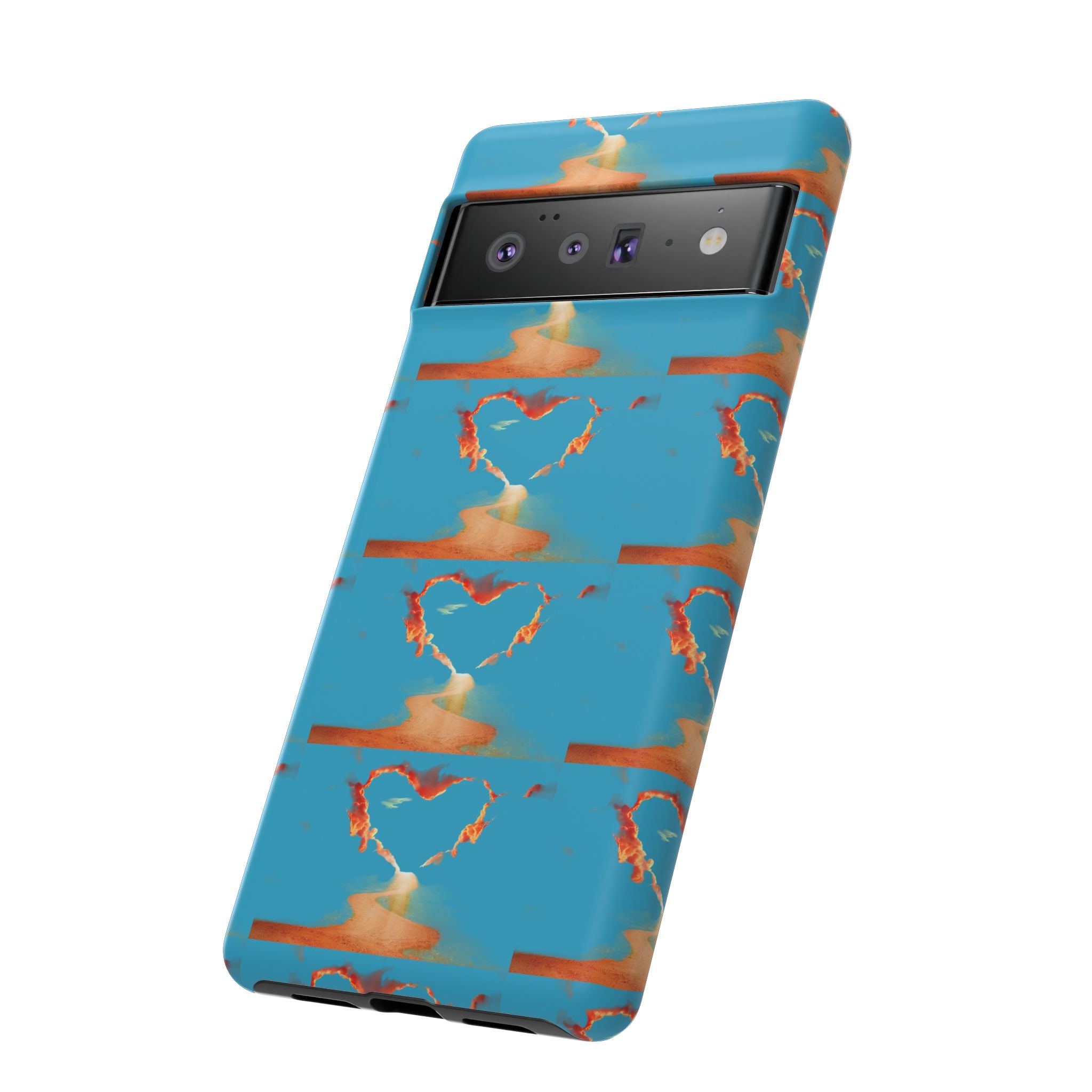 Heart Flame Tough Phone Case — Blue Sunset Protective Cover