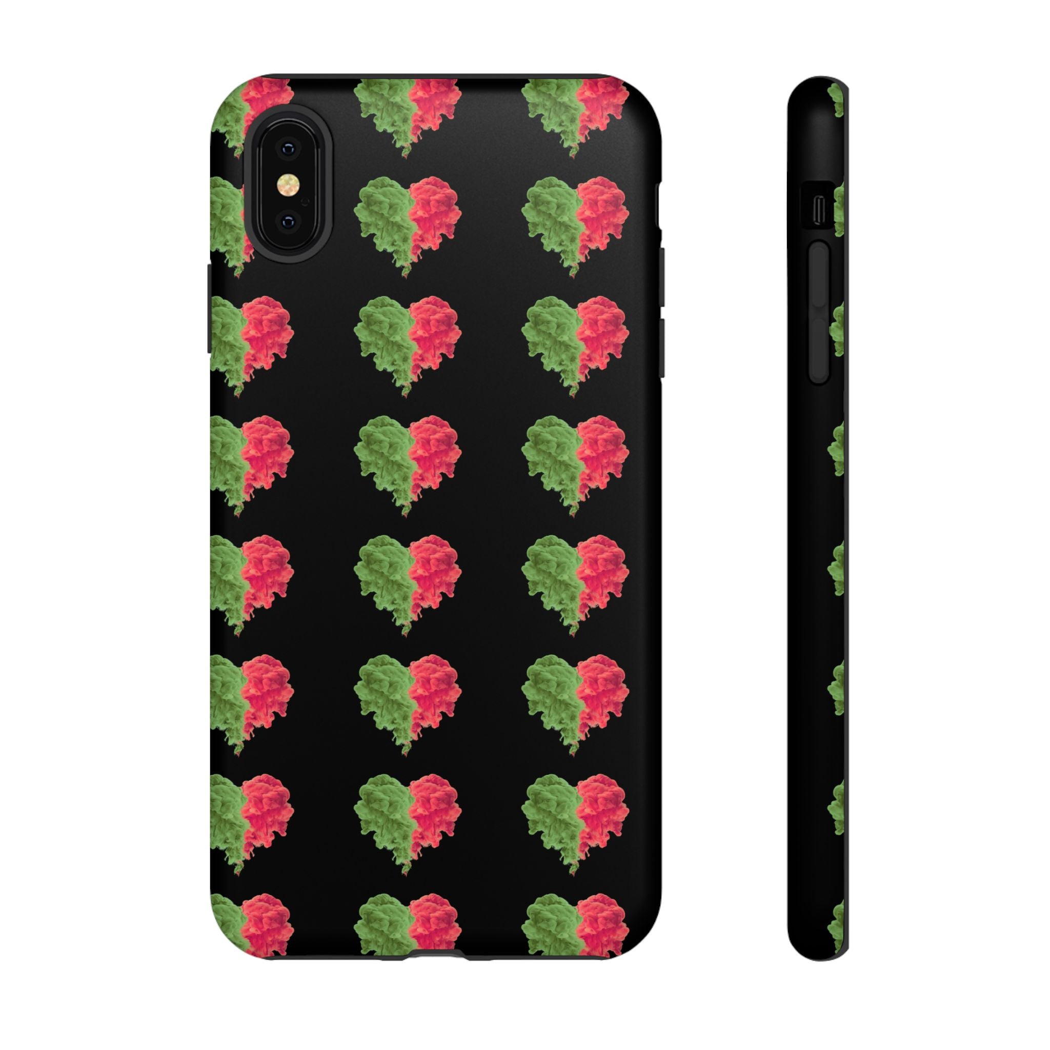 Ripped Heart Pattern Tough Phone Case — Floral Red & Green Heart Protection
