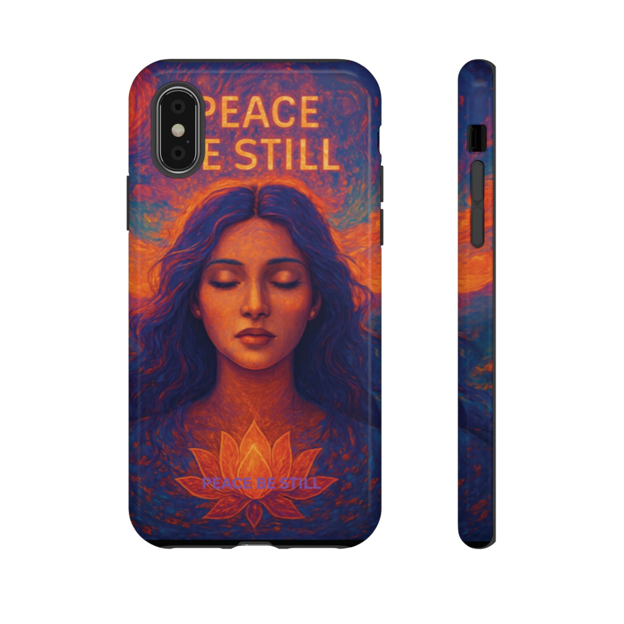 Peace Be Still Phone Case – Serene Goddess Meditation Design