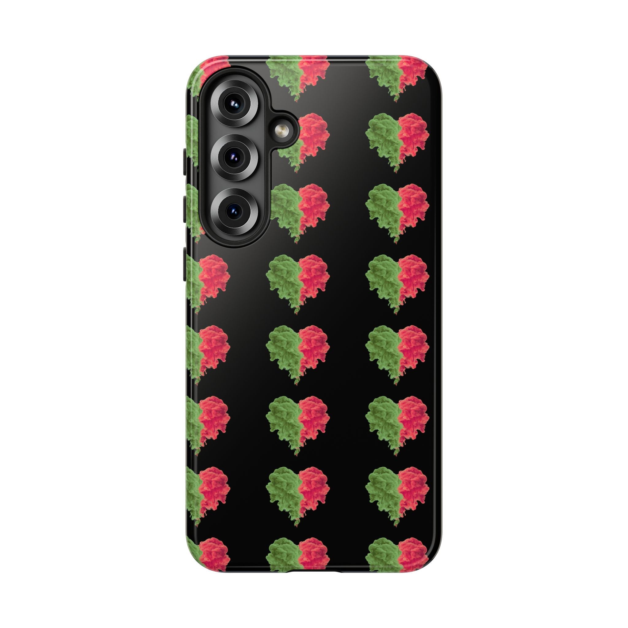 Ripped Heart Pattern Tough Phone Case — Floral Red & Green Heart Protection