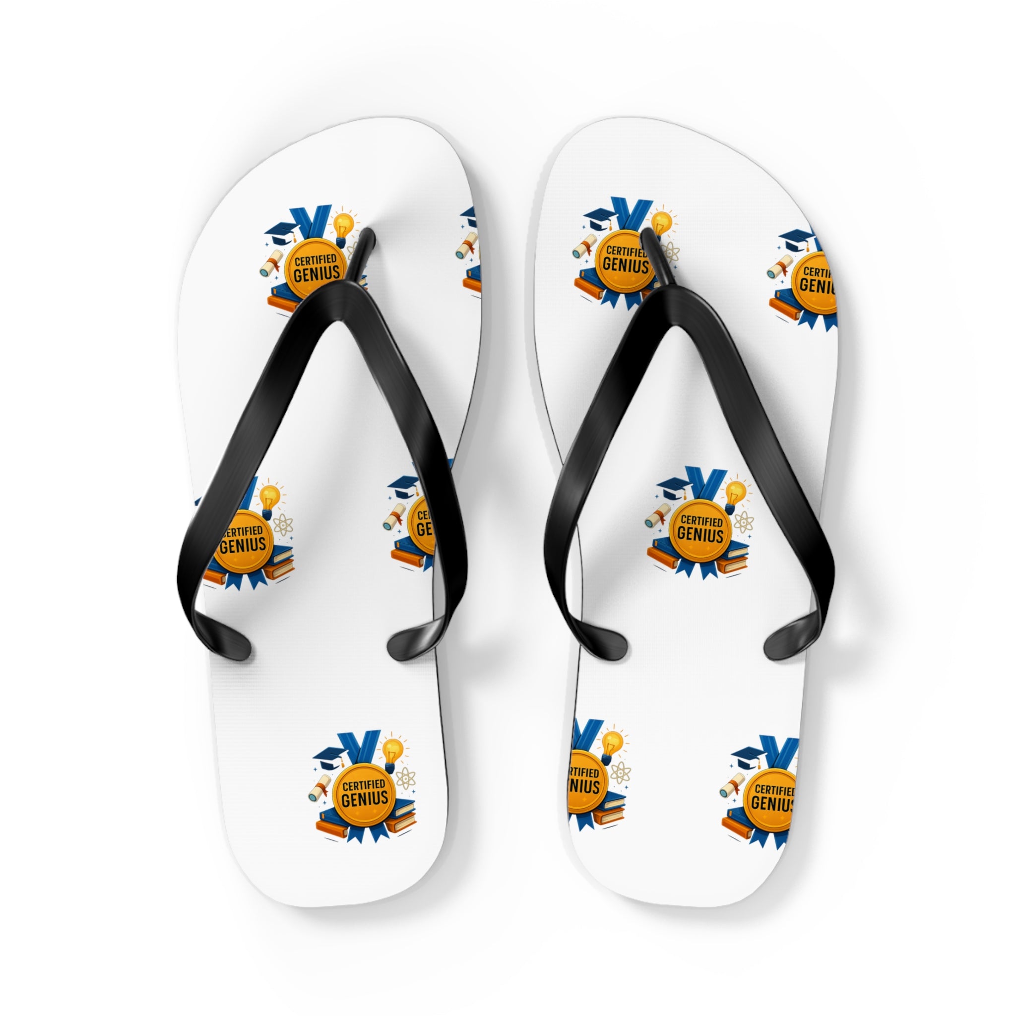 Flip Flops — Summer Genius Badge Pattern Beach Sandals