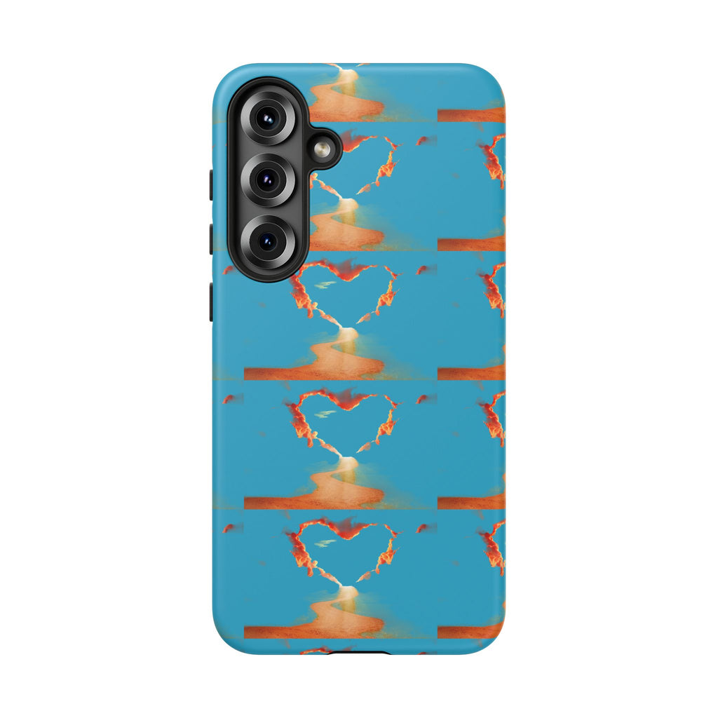 Heart Flame Tough Phone Case — Blue Sunset Protective Cover