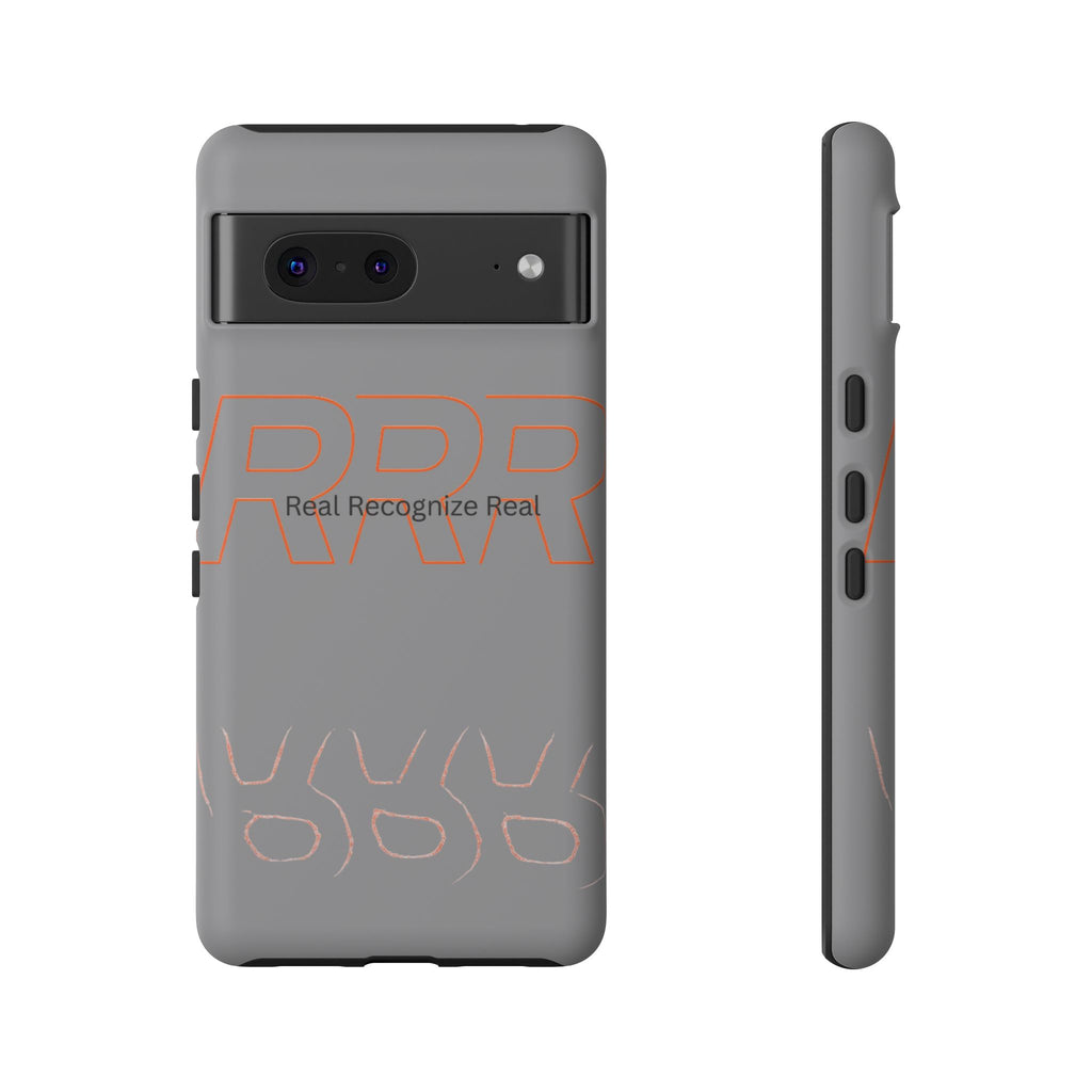 Tough Cases — 'Real Recognize Real' Protective Phone Case (Gray, Retro Outline Design)