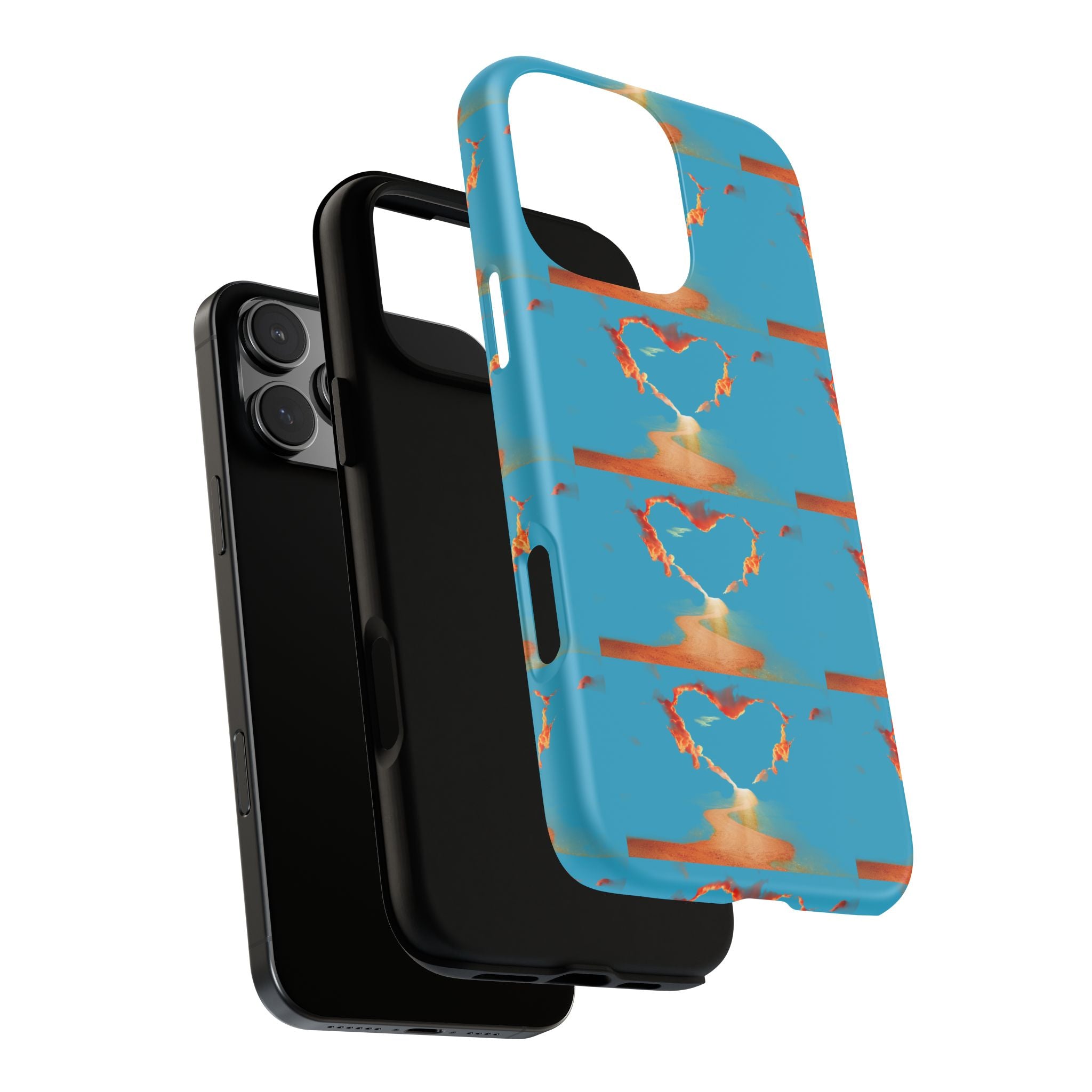 Heart Flame Tough Phone Case — Blue Sunset Protective Cover