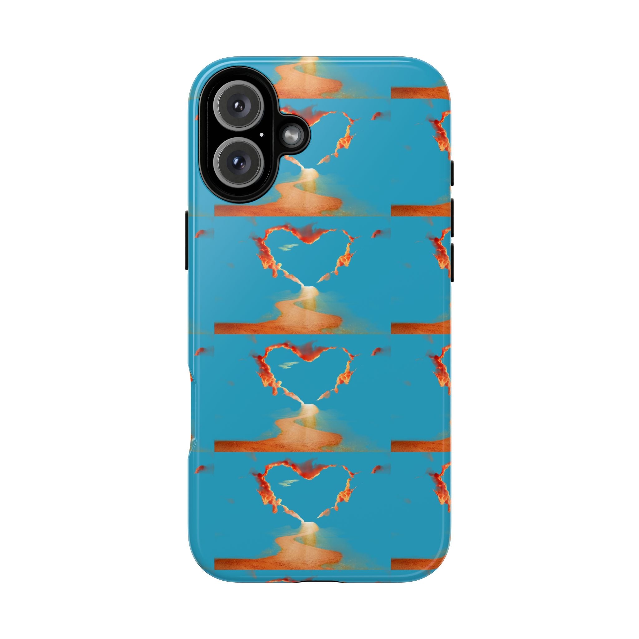 Heart Flame Tough Phone Case — Blue Sunset Protective Cover