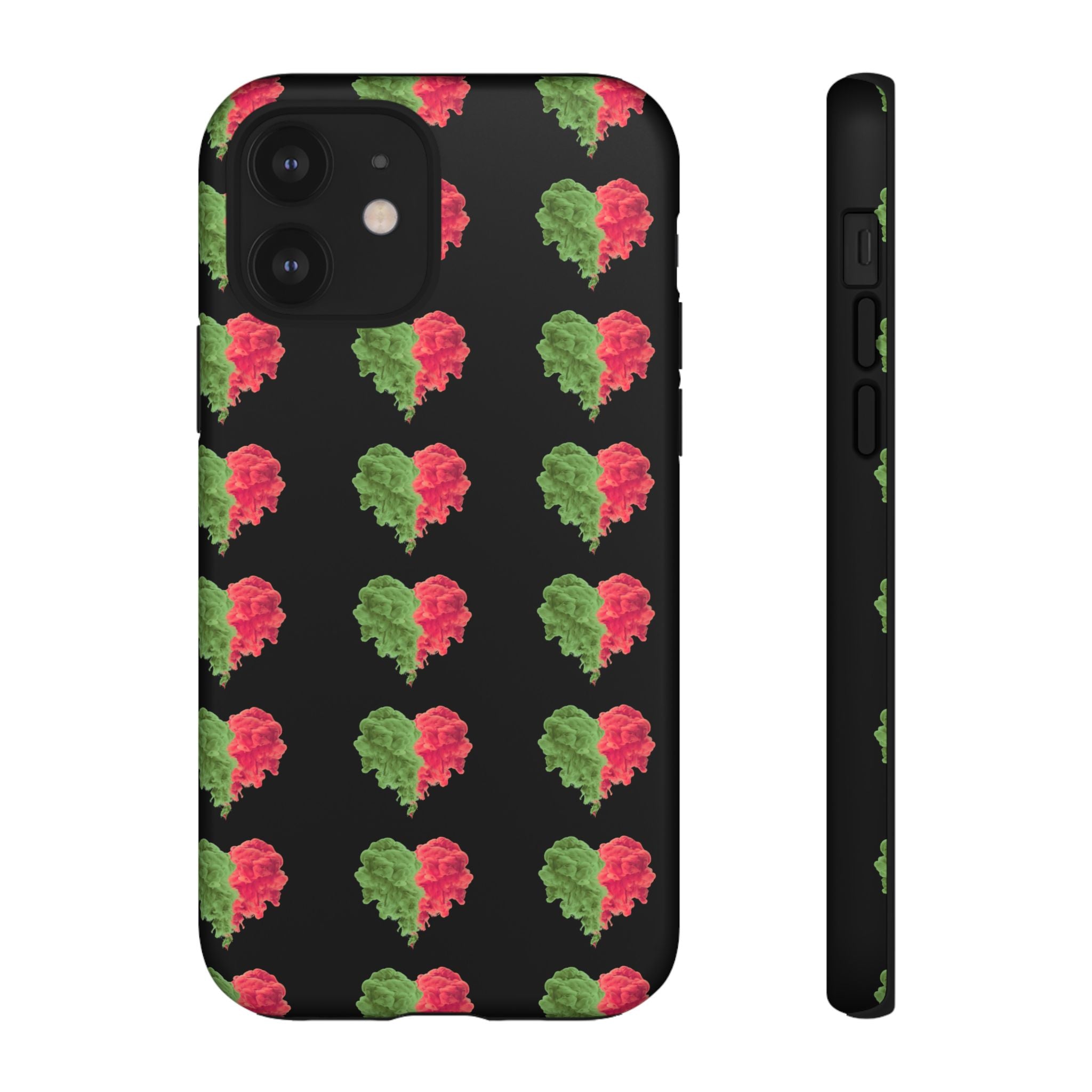 Ripped Heart Pattern Tough Phone Case — Floral Red & Green Heart Protection