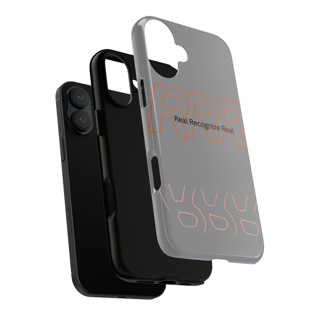 Tough Cases — 'Real Recognize Real' Protective Phone Case (Gray, Retro Outline Design)