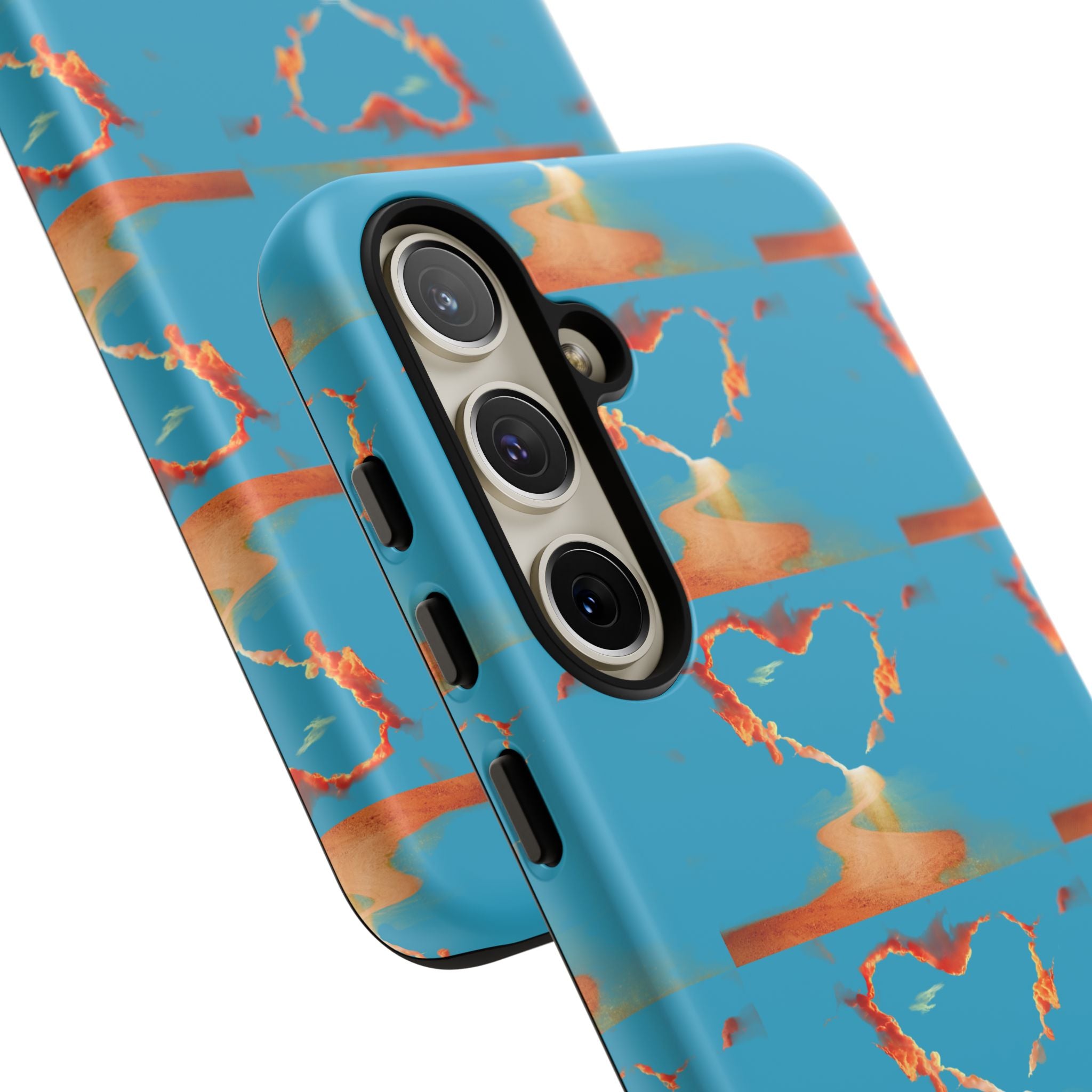 Heart Flame Tough Phone Case — Blue Sunset Protective Cover
