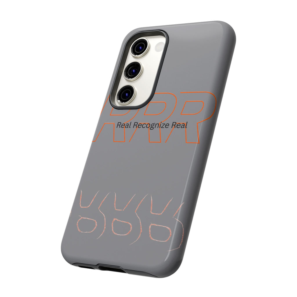 Tough Cases — 'Real Recognize Real' Protective Phone Case (Gray, Retro Outline Design)