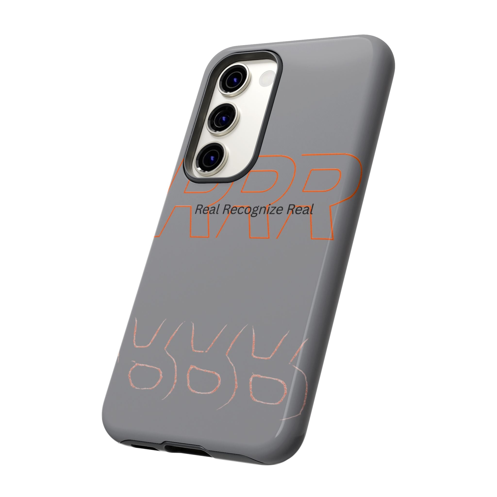 Tough Cases — 'Real Recognize Real' Protective Phone Case (Gray, Retro Outline Design)