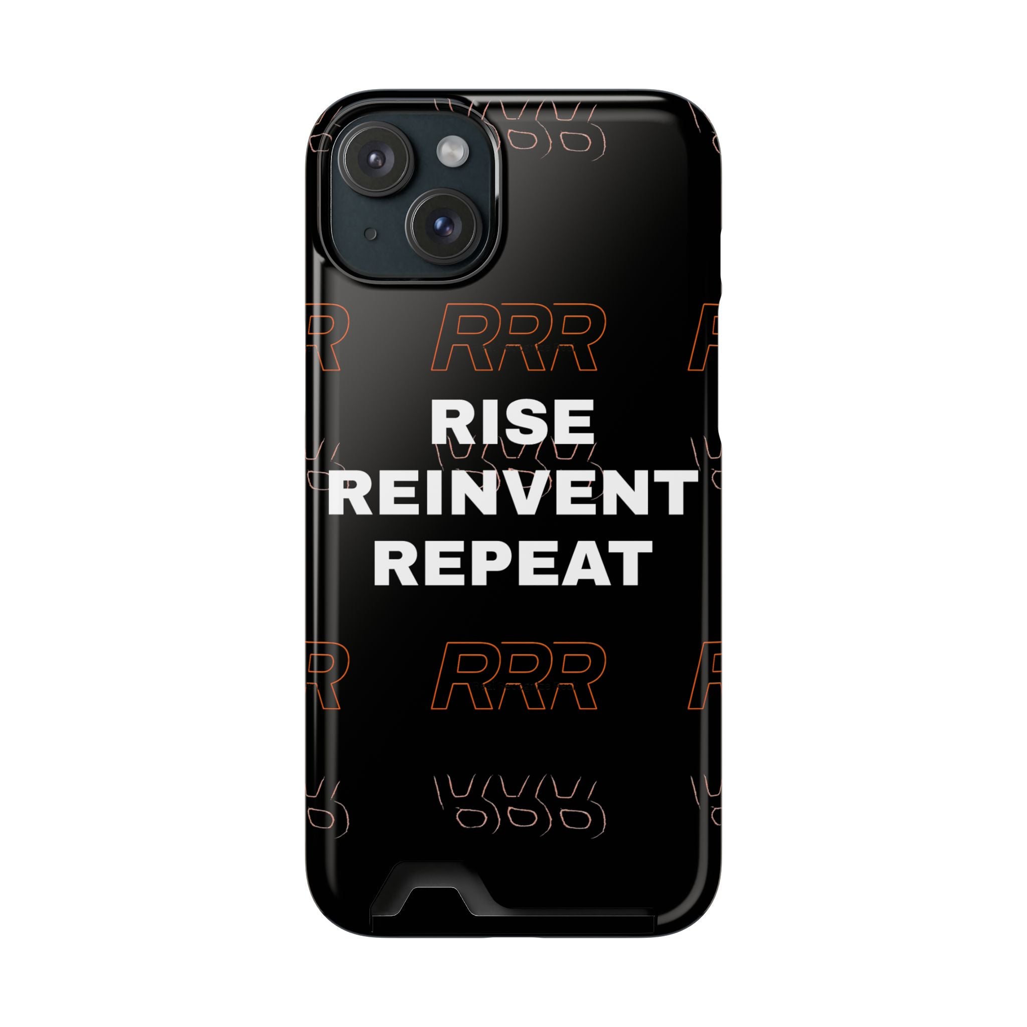 Rise Reinvent Repeat Phone Card Case — Slim Wallet Phone Case with Motivational Design