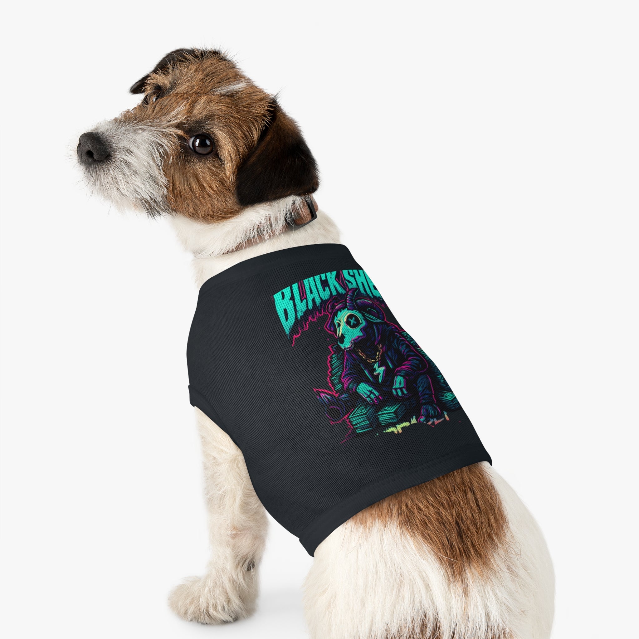 Black Sheep Pet Tank — Neon Gothic Ram Skull Dog Shirt