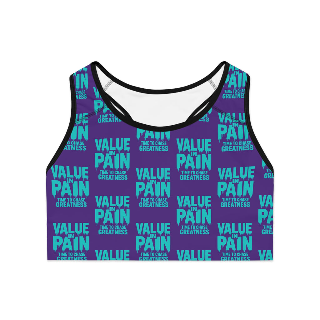 Sports Bra — "Value Pain" Motivational Athletic Crop for Women