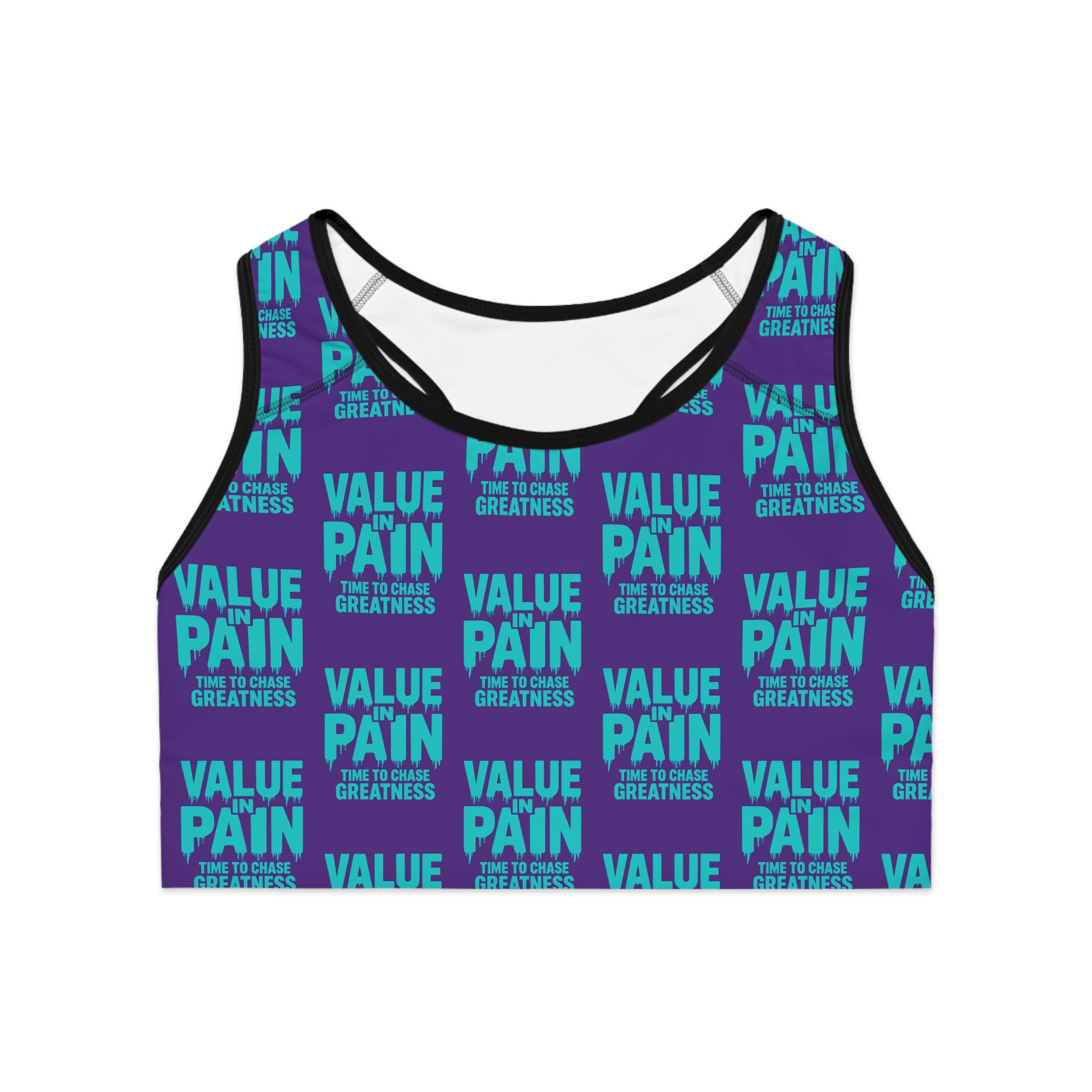 Sports Bra — "Value Pain" Motivational Athletic Crop for Women