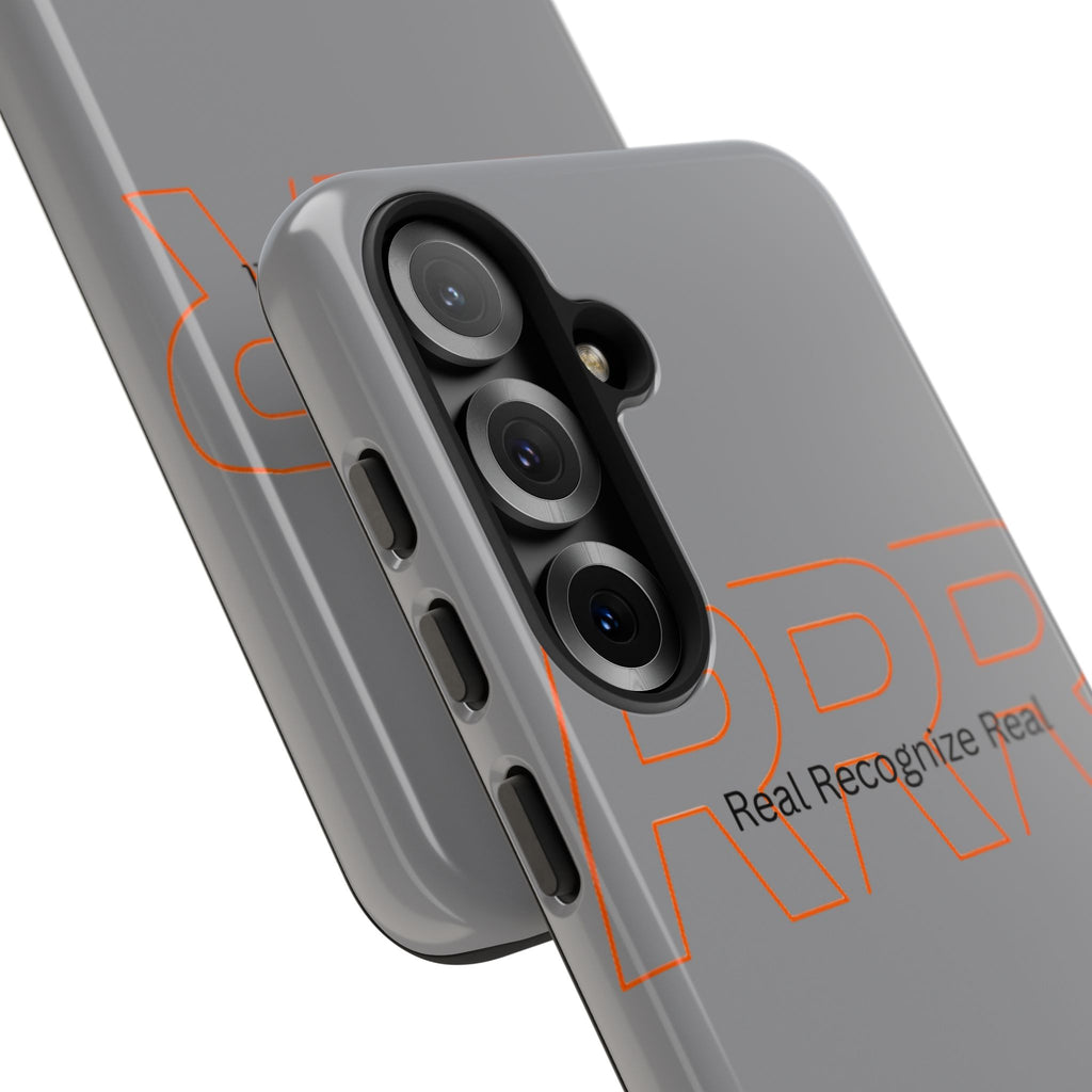 Tough Cases — 'Real Recognize Real' Protective Phone Case (Gray, Retro Outline Design)
