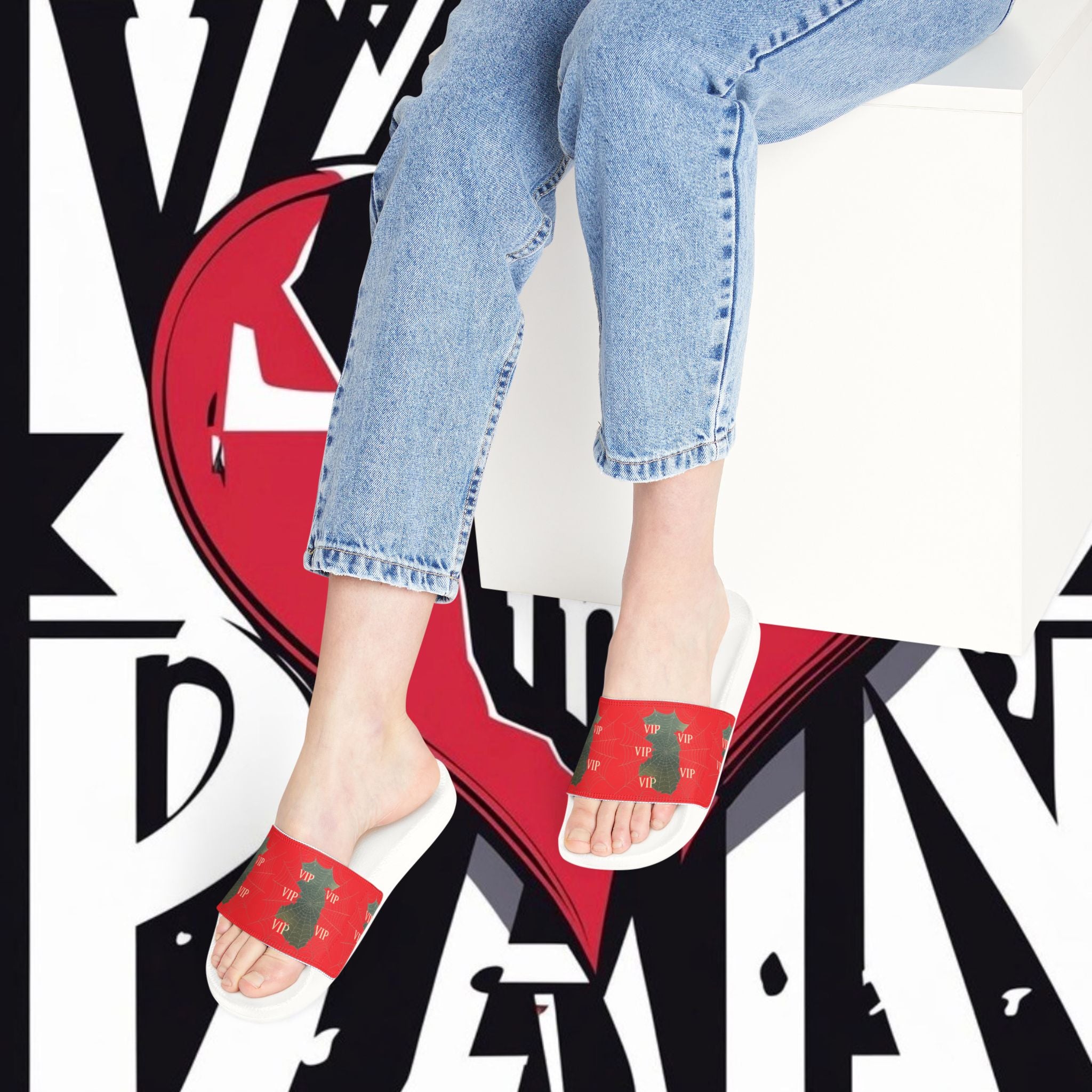 Christmas VIP Slide Sandals — Women's Removable‑Strap Holiday Slides