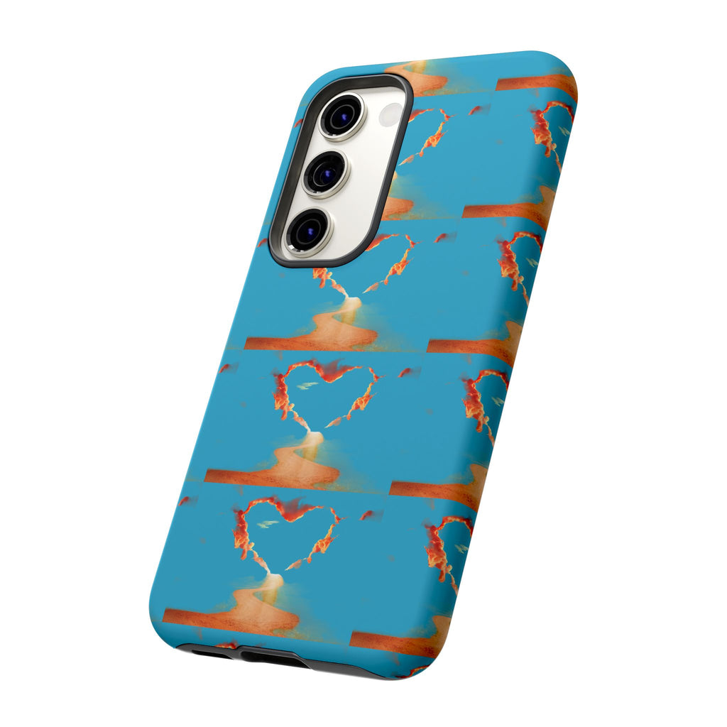 Heart Flame Tough Phone Case — Blue Sunset Protective Cover