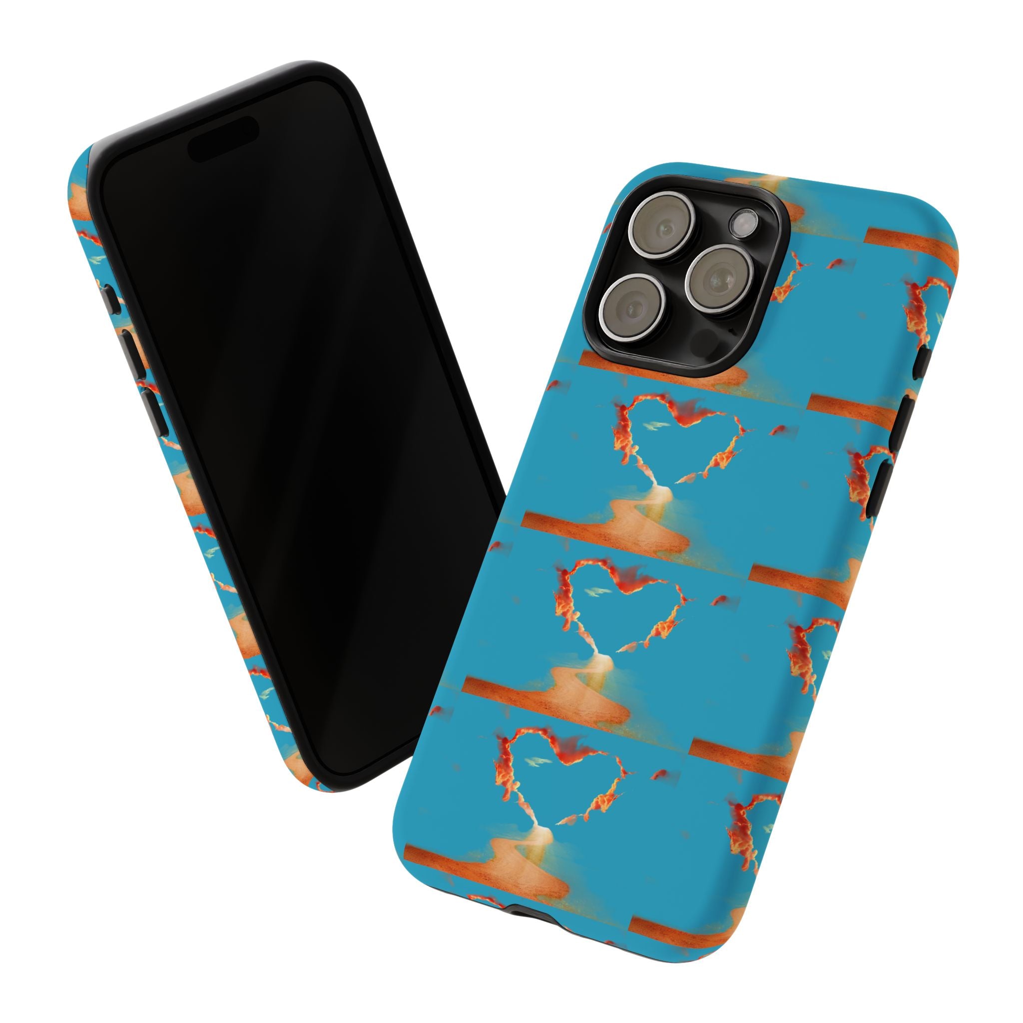 Heart Flame Tough Phone Case — Blue Sunset Protective Cover