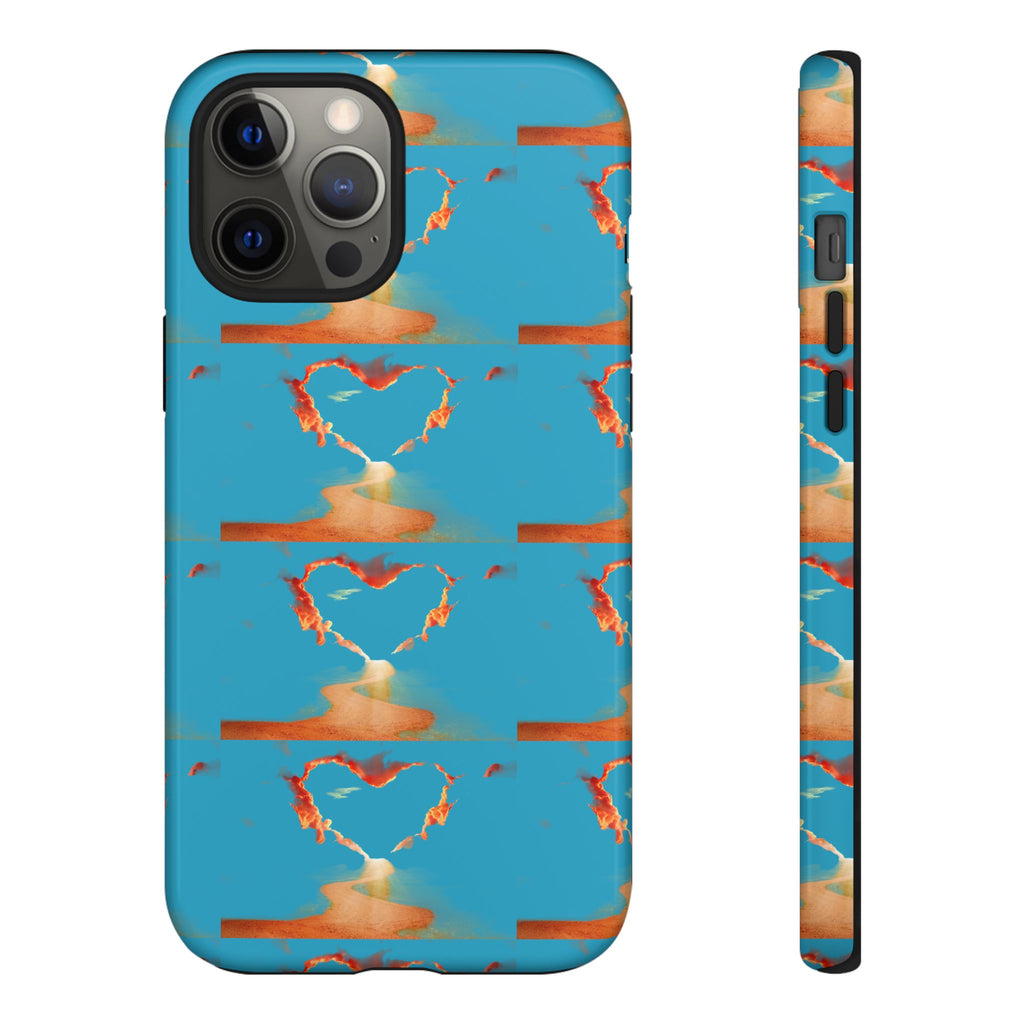 Heart Flame Tough Phone Case — Blue Sunset Protective Cover