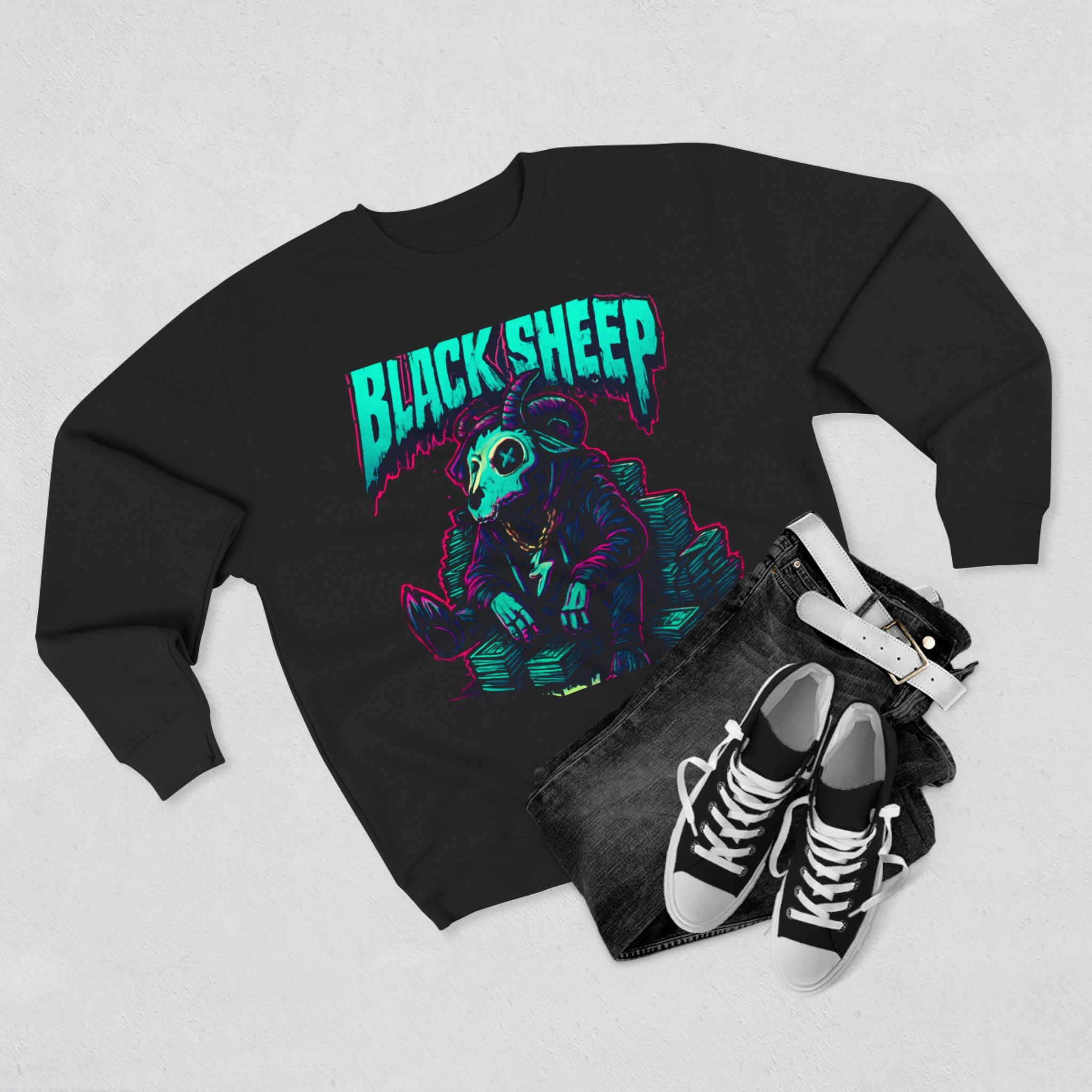 Crewneck Sweatshirt — 'Black Sheep' Graphic Pullover (The One Counted Out)