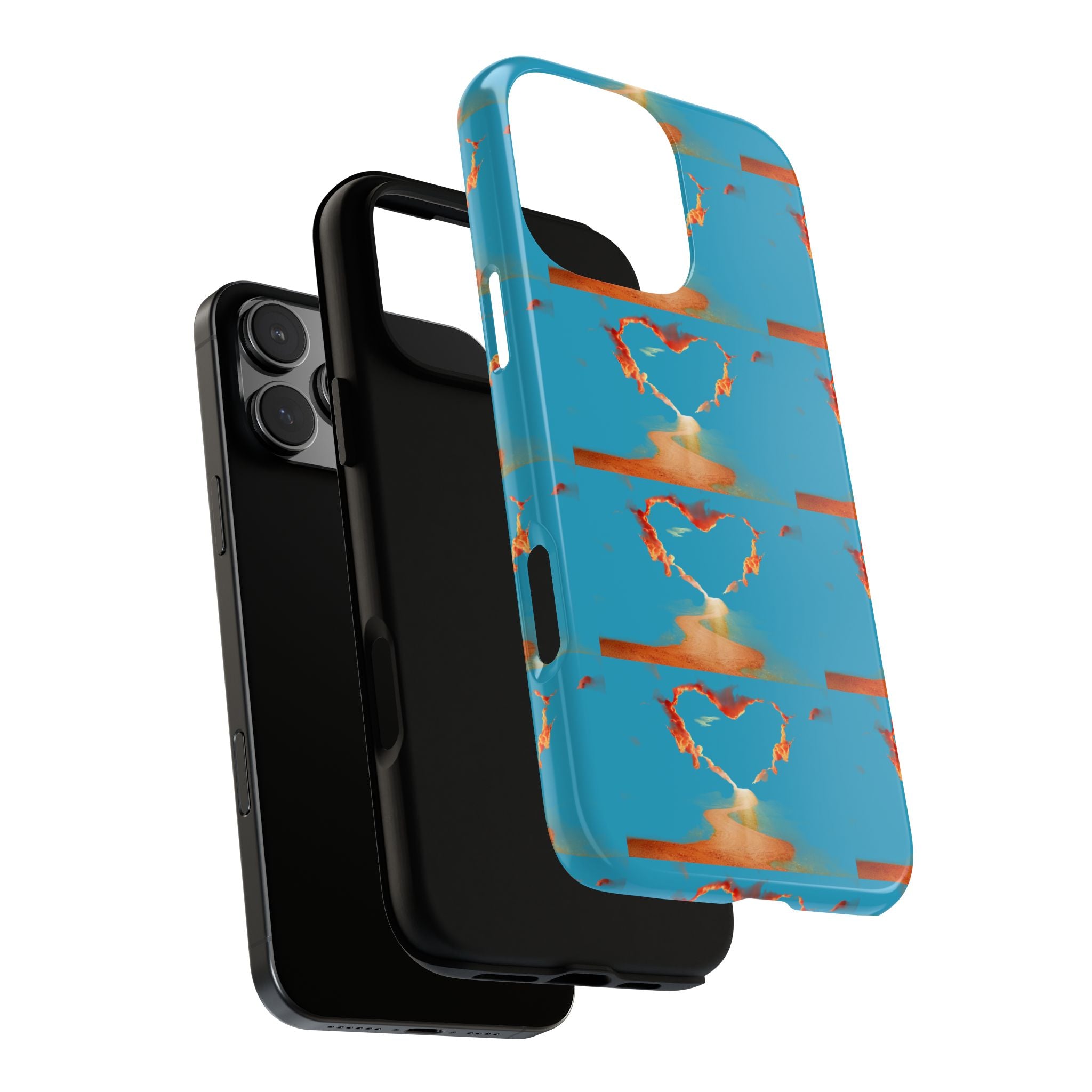 Heart Flame Tough Phone Case — Blue Sunset Protective Cover