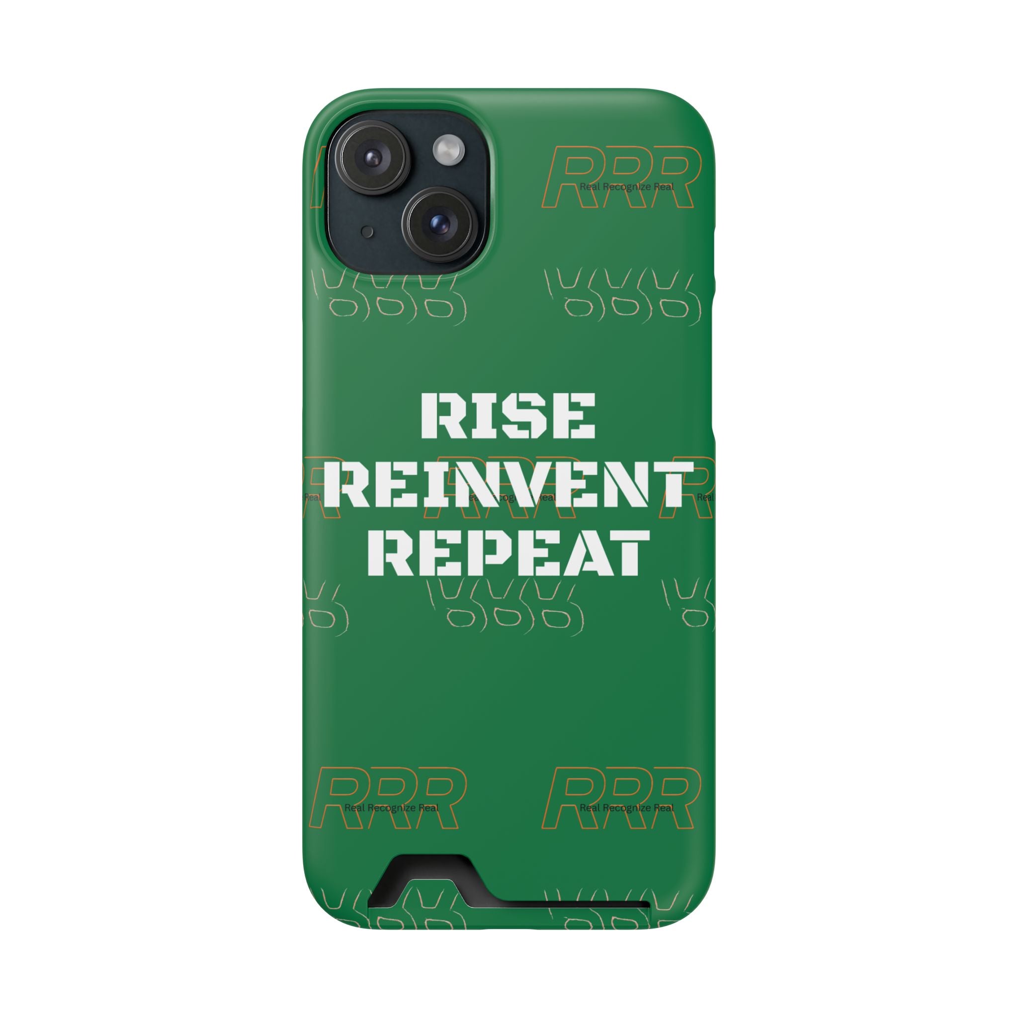 Green 'Rise Reinvent Repeat' Card Holder Phone Case — Motivational Protective Cover