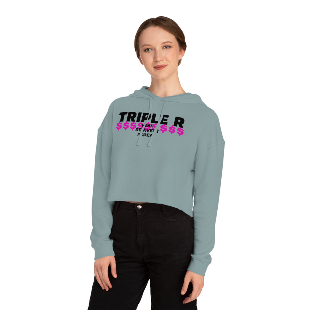 Cropped Hoodie — TRIPLE R "Repeat" Money Graphic Women's Sweatshirt