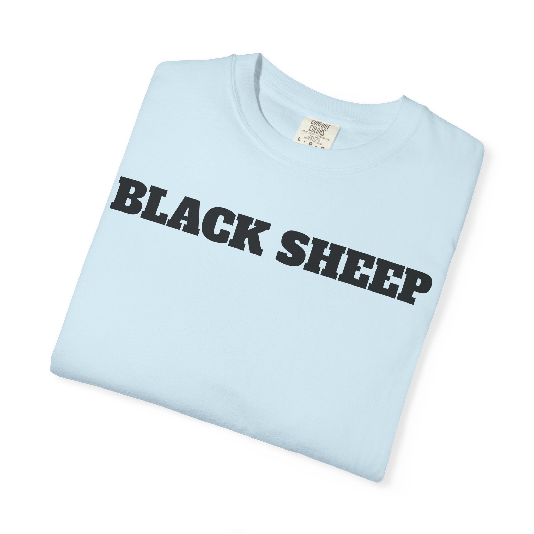 Black Sheep T-Shirt — Bold Back Lip Graphic & Front Text
