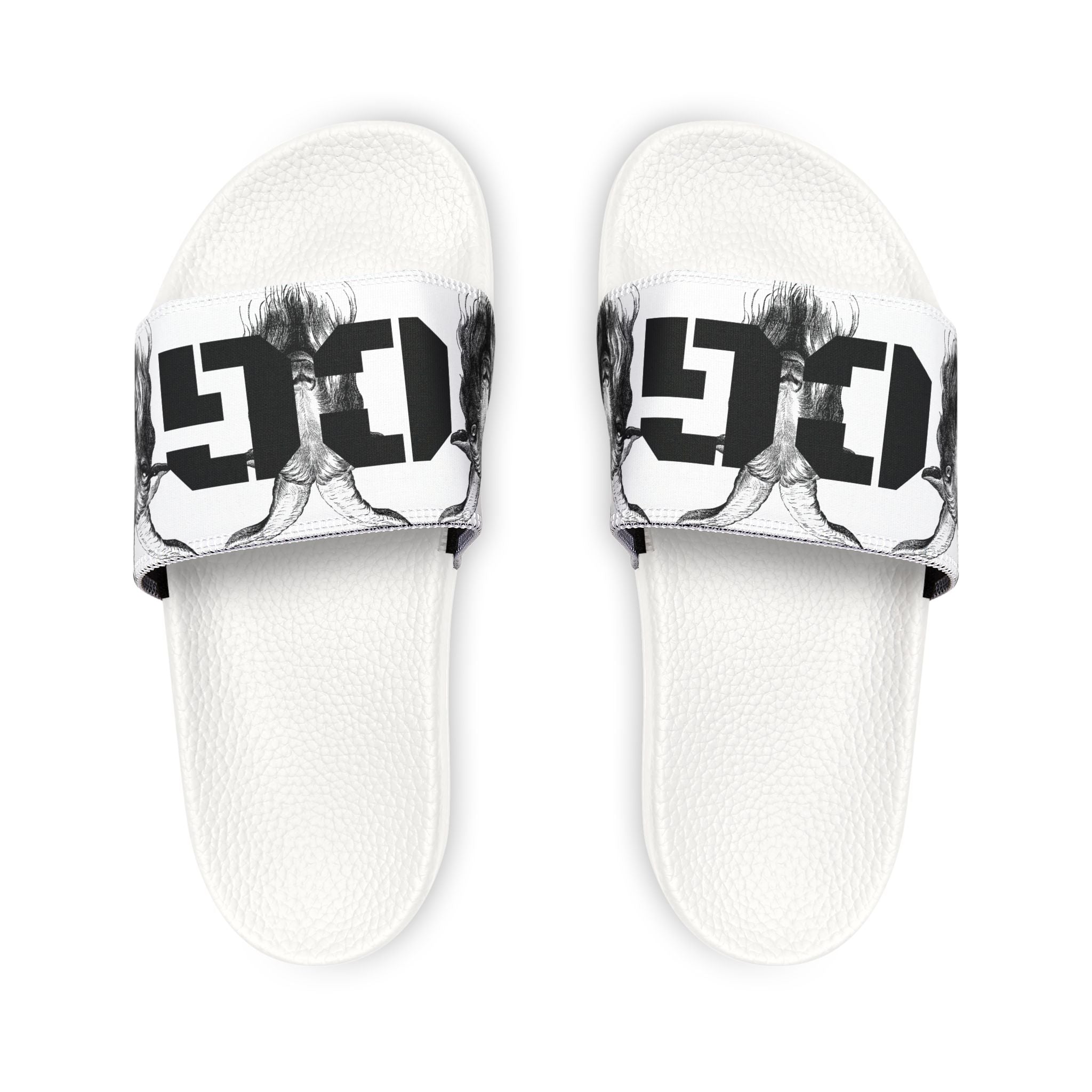 Men's Graphic Slide Sandals — Black & White Removable-Strap Pool Slides