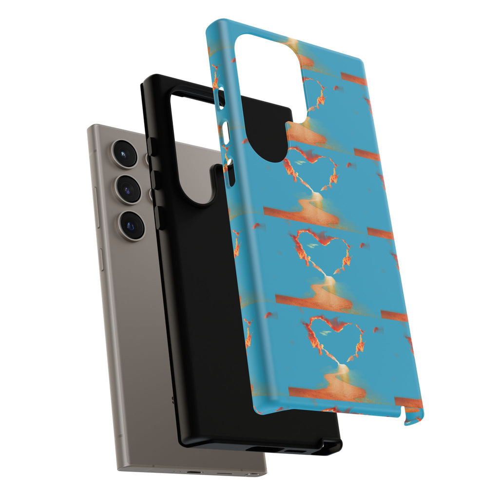 Heart Flame Tough Phone Case — Blue Sunset Protective Cover