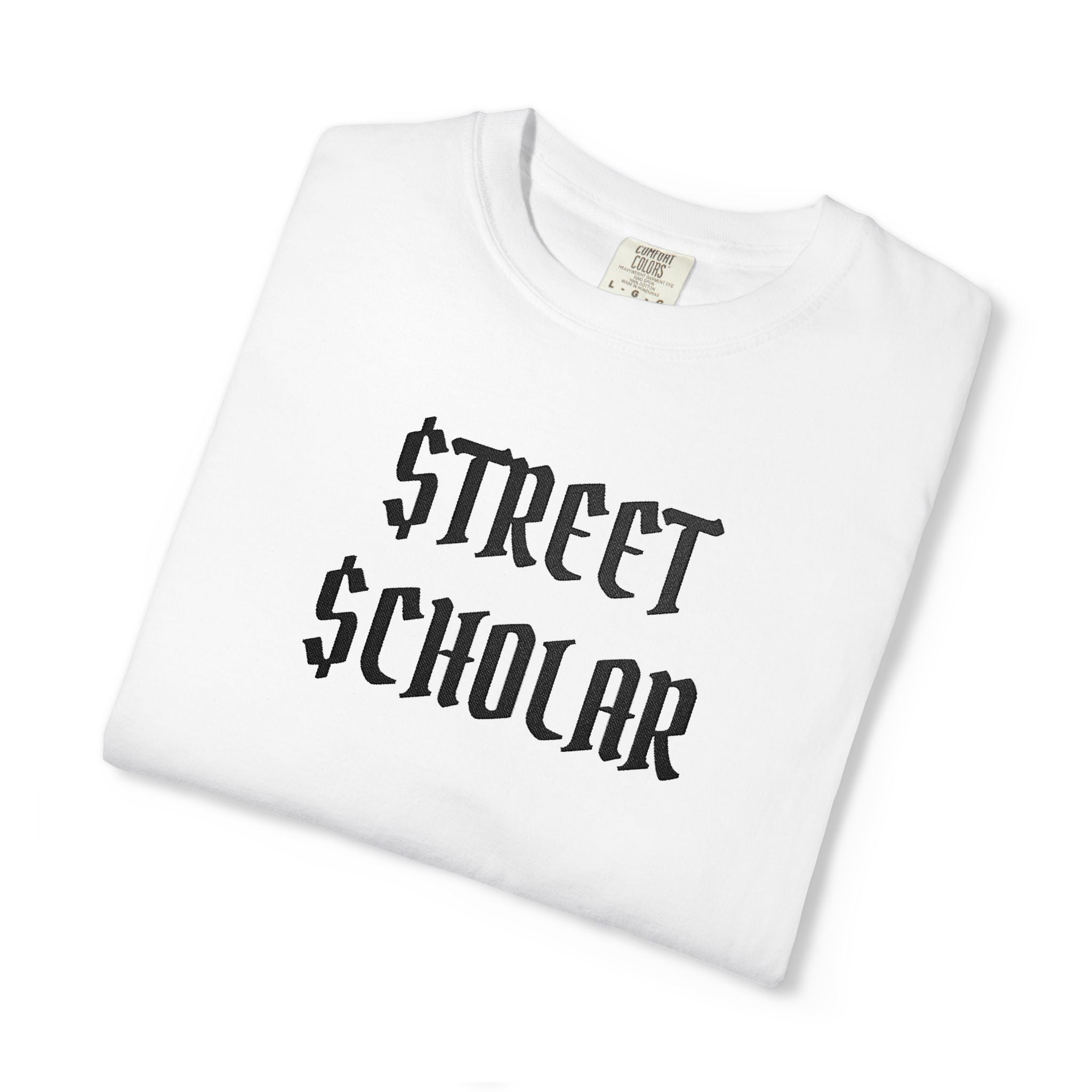 Street Scholar T-Shirt — Gothic Text Graphic Tee