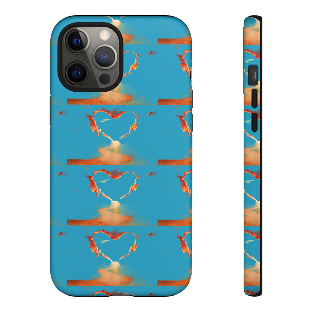 Heart Flame Tough Phone Case — Blue Sunset Protective Cover