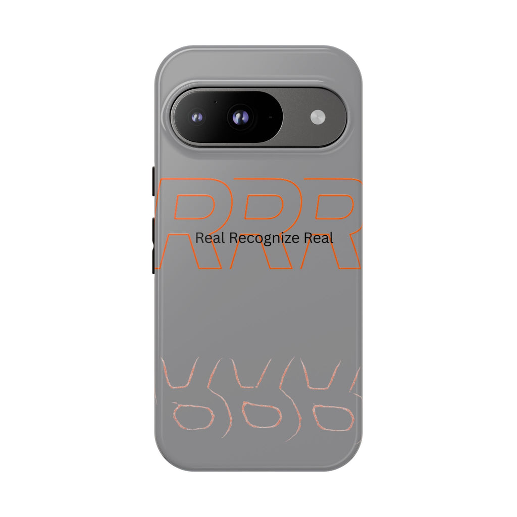 Tough Cases — 'Real Recognize Real' Protective Phone Case (Gray, Retro Outline Design)