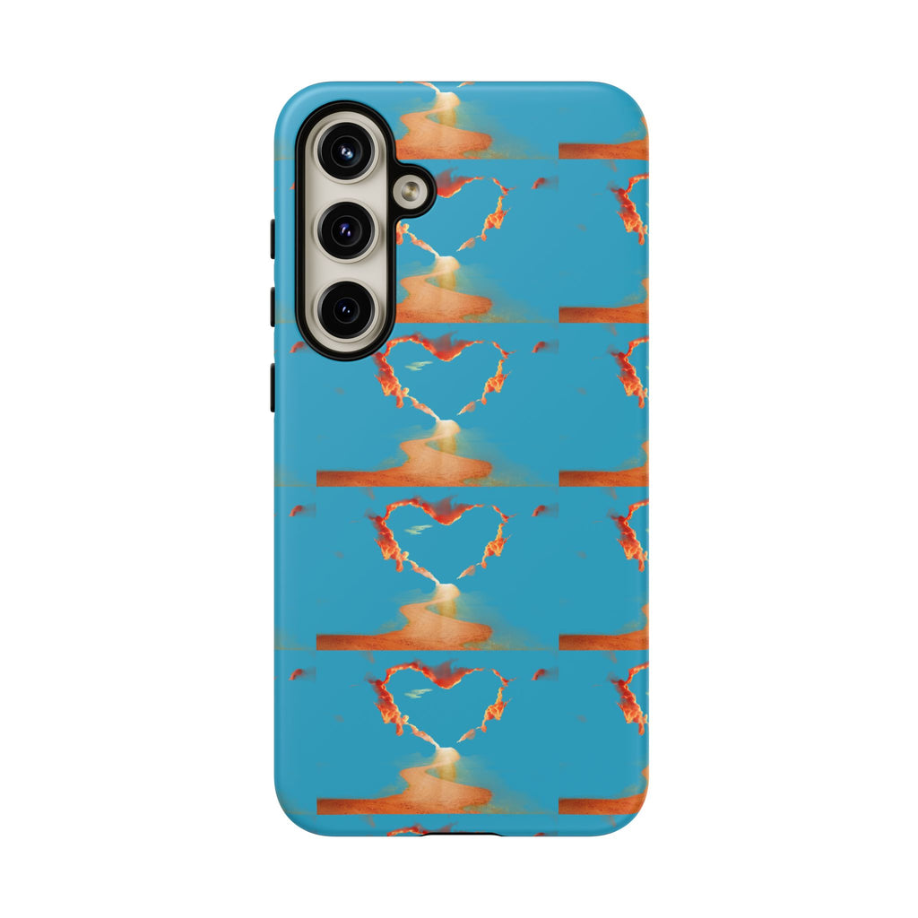 Heart Flame Tough Phone Case — Blue Sunset Protective Cover