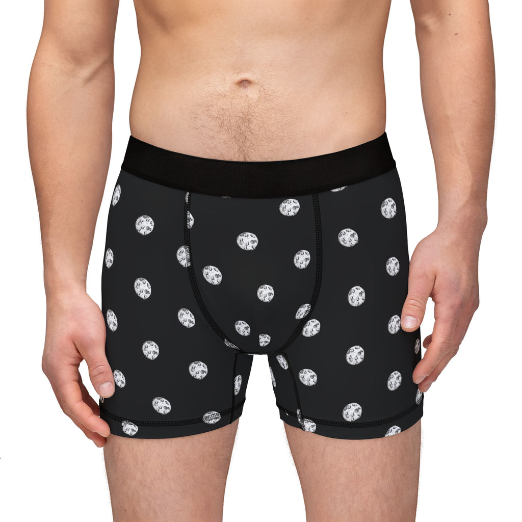 Men's Moon Dot Boxer Briefs — Black Lunar Pattern