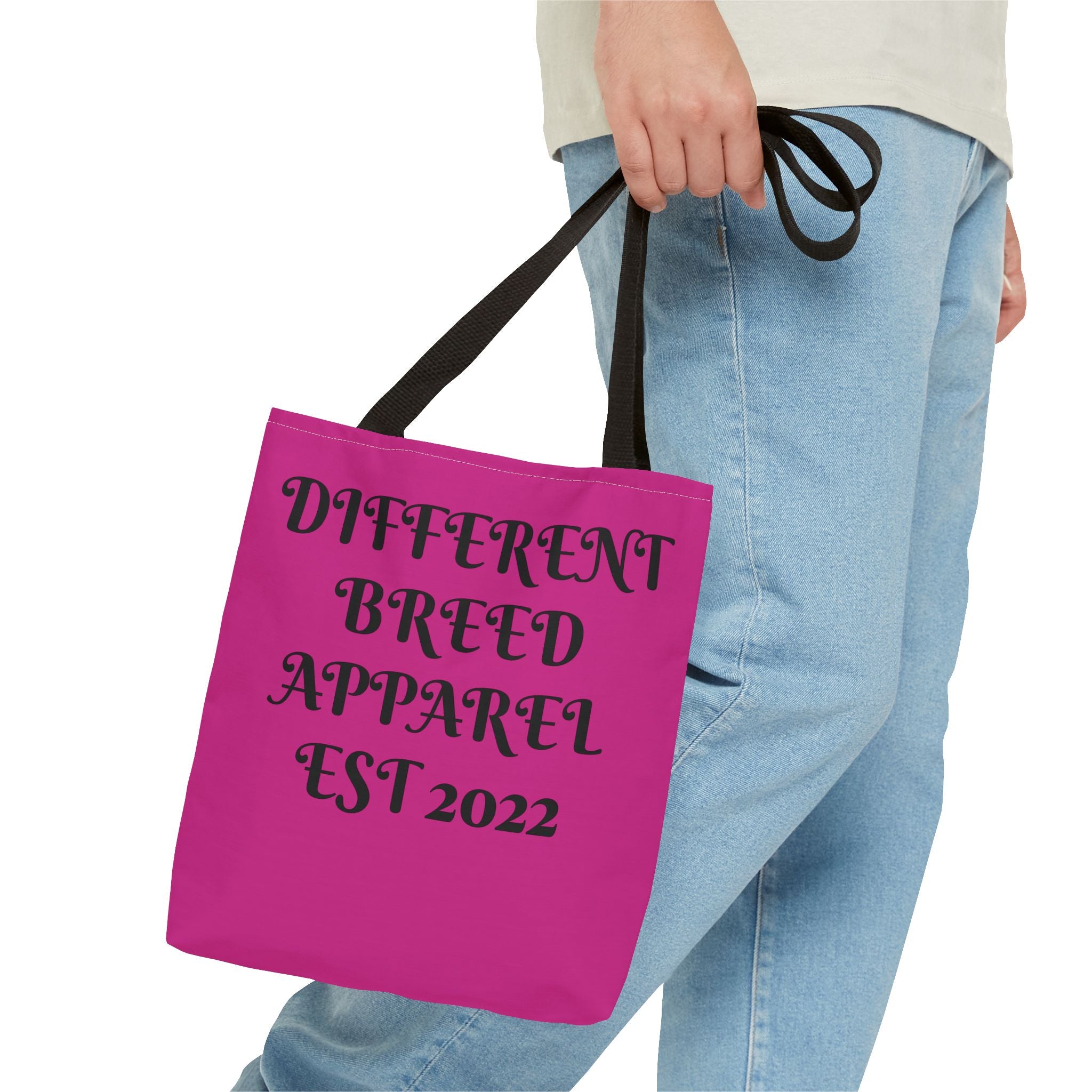 Different Breed Apparel Tote Bag — Bold Pink Graphic Carryall (EST 2022)