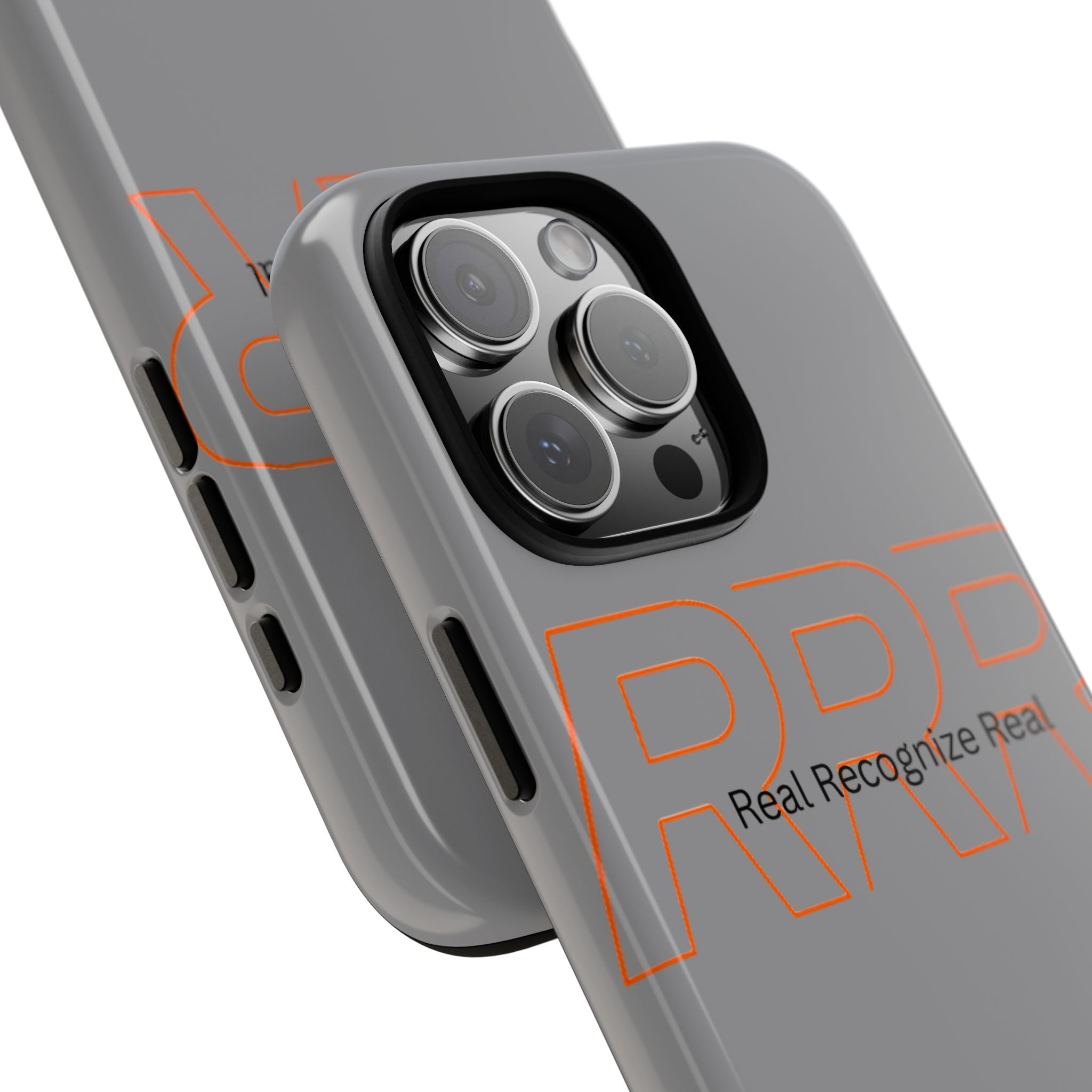 Tough Cases — 'Real Recognize Real' Protective Phone Case (Gray, Retro Outline Design)