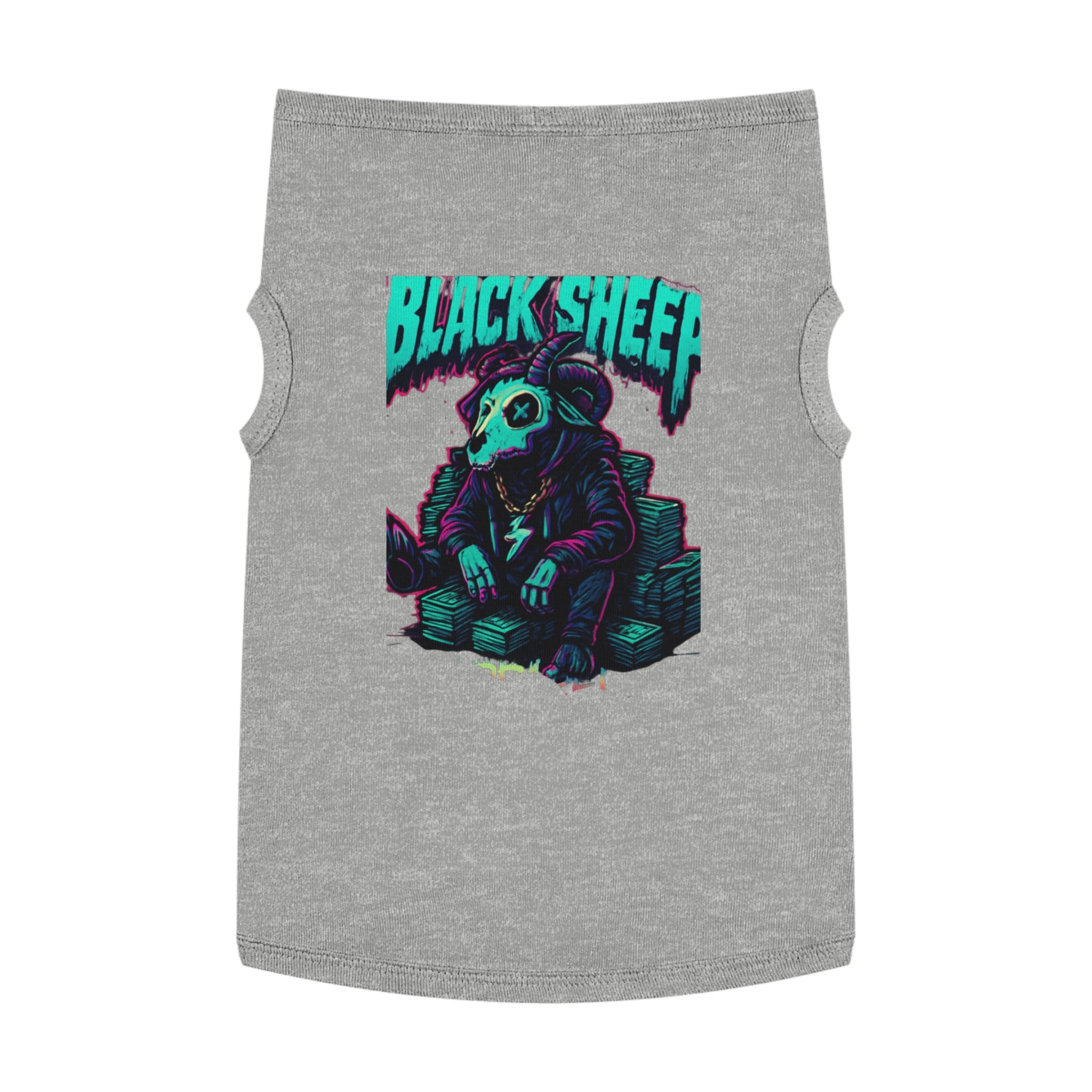 Black Sheep Pet Tank — Neon Gothic Ram Skull Dog Shirt